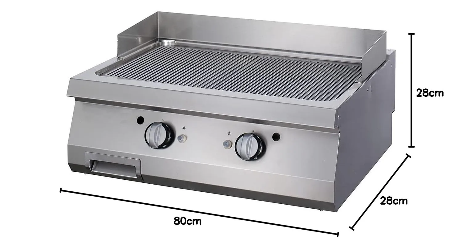 Maxima Gastro Premium Piastra Barbecue Gas Doppia Rigata 90 cm