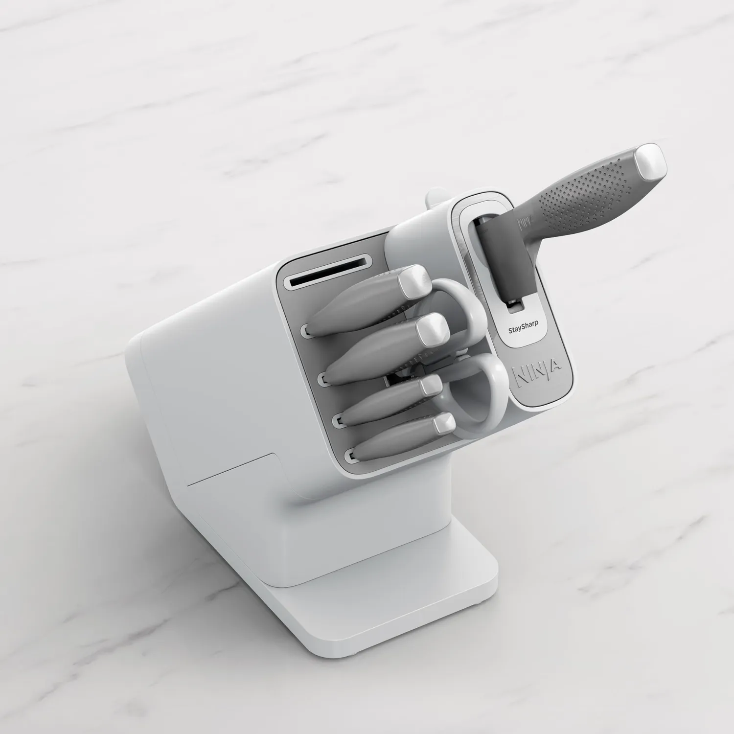 Ninja StaySharp set 6 coltelli cucina ceppo bianco affilatore