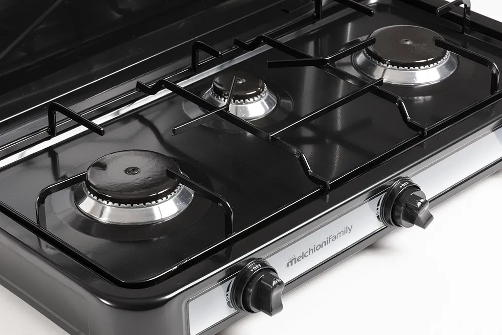 Melchioni Family Minerva 3 fornello gas 3 fuochi nero esterno