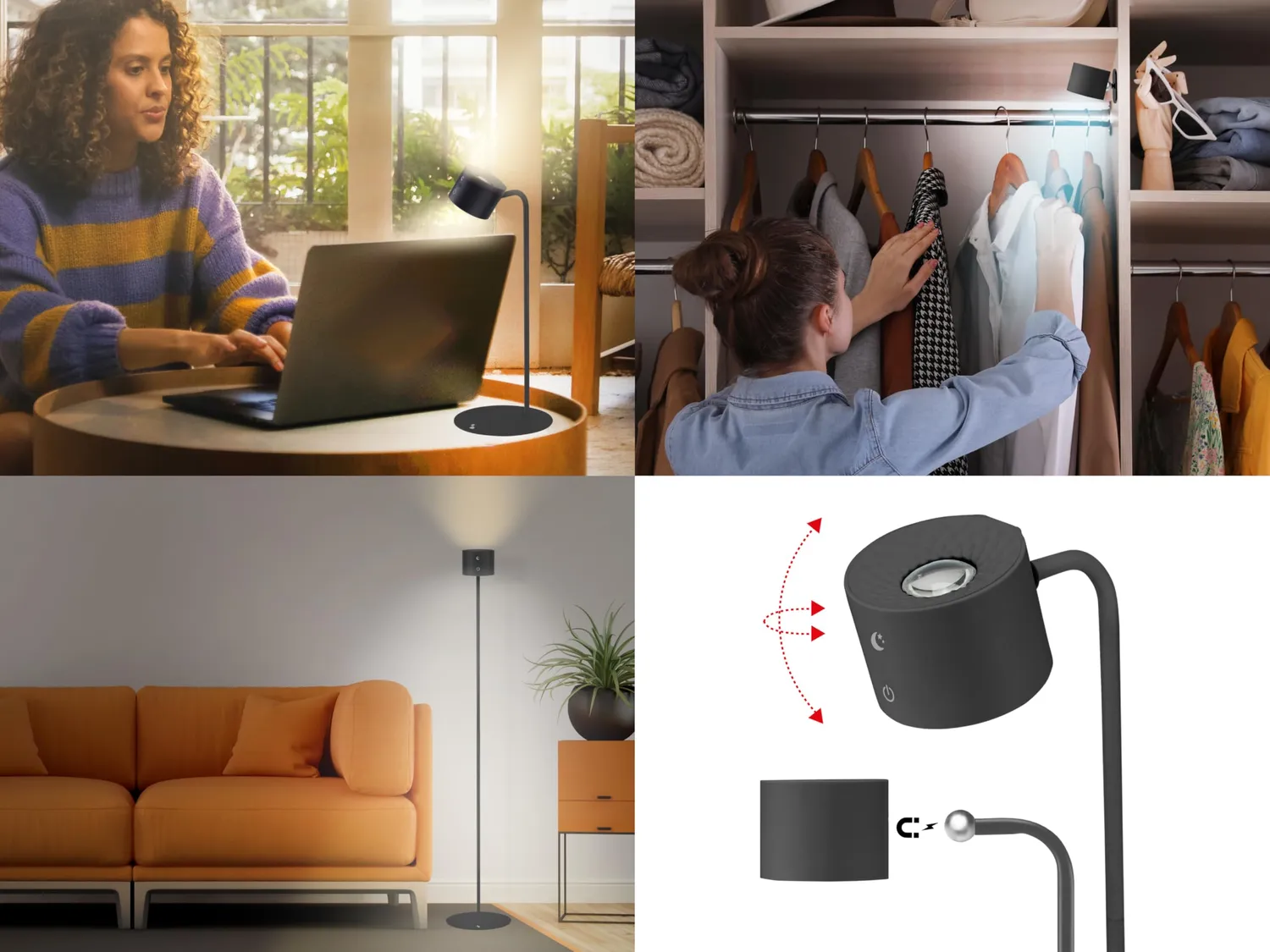Beper Lumì P201UTP306 Lampada Nera Ricaricabile Touch