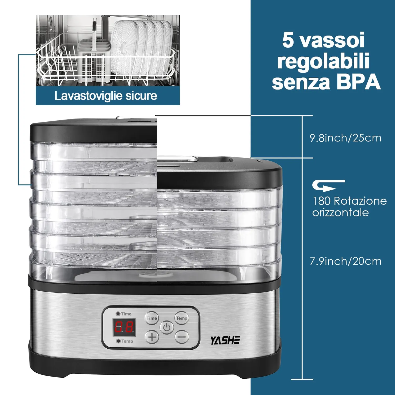 Yashe GGJ-261B essiccatore alimentare 5 vassoi elettronico