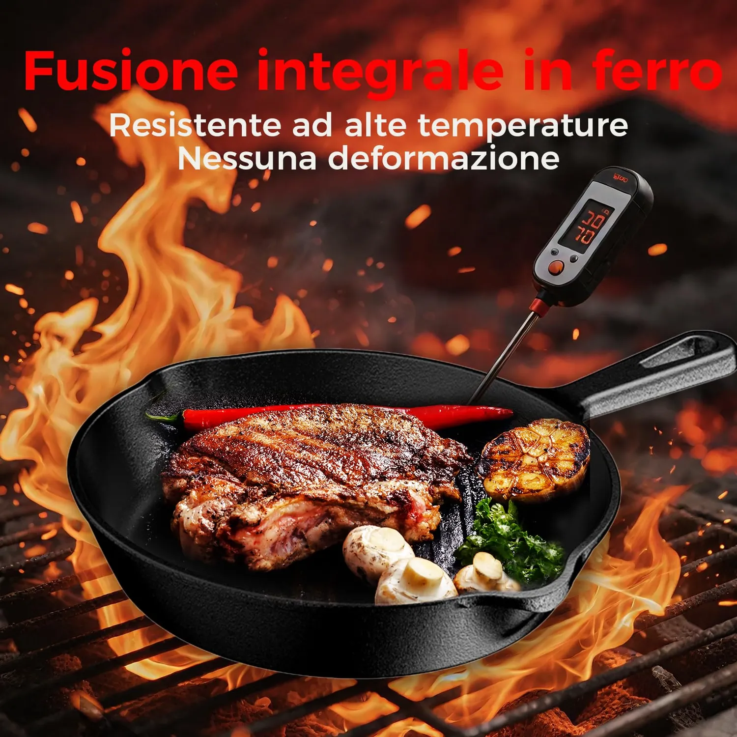 YASHE Padella in Ghisa 20cm con Manico per Forno e Induzione