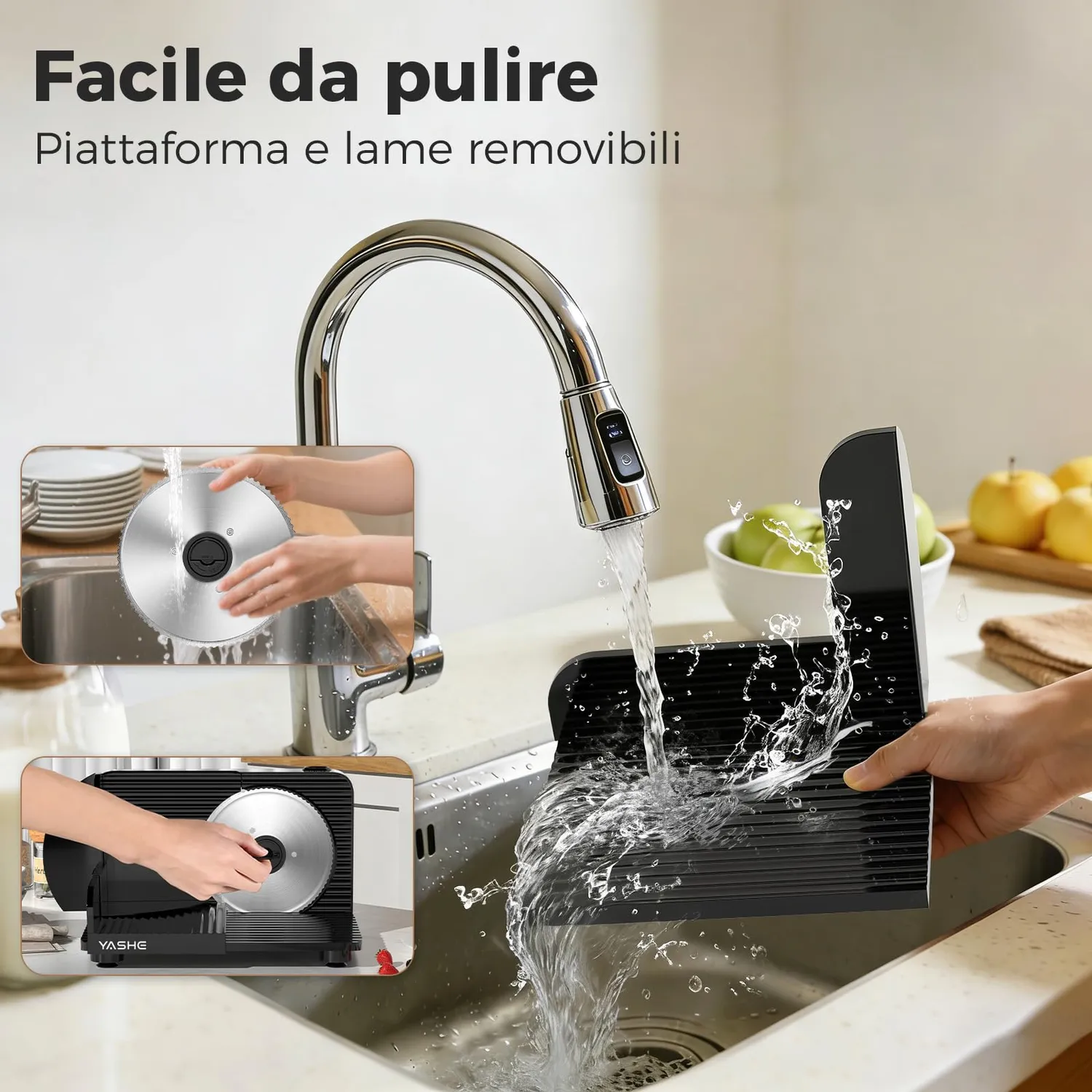 Yashe affettatrice elettrica pieghevole nera lama 17 cm