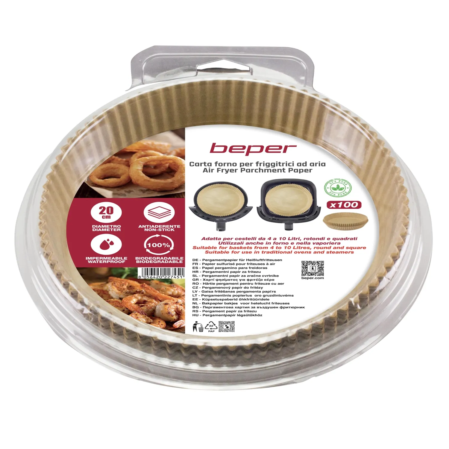 Beper C103ACC100 Carta Forno Friggitrice 100Pz 20cm