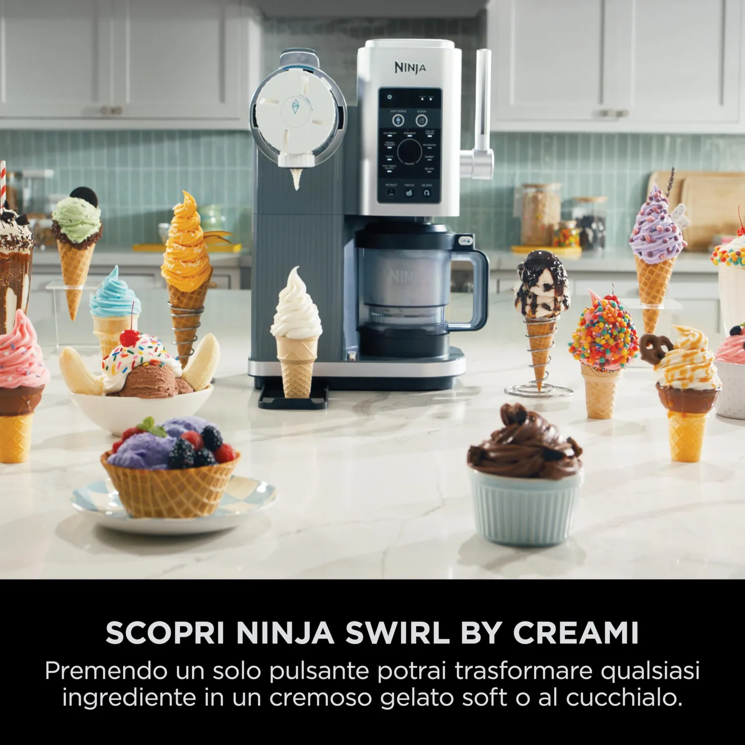 Ninja CREAMi Scoop & Swirl gelatiera 13 programmi argento