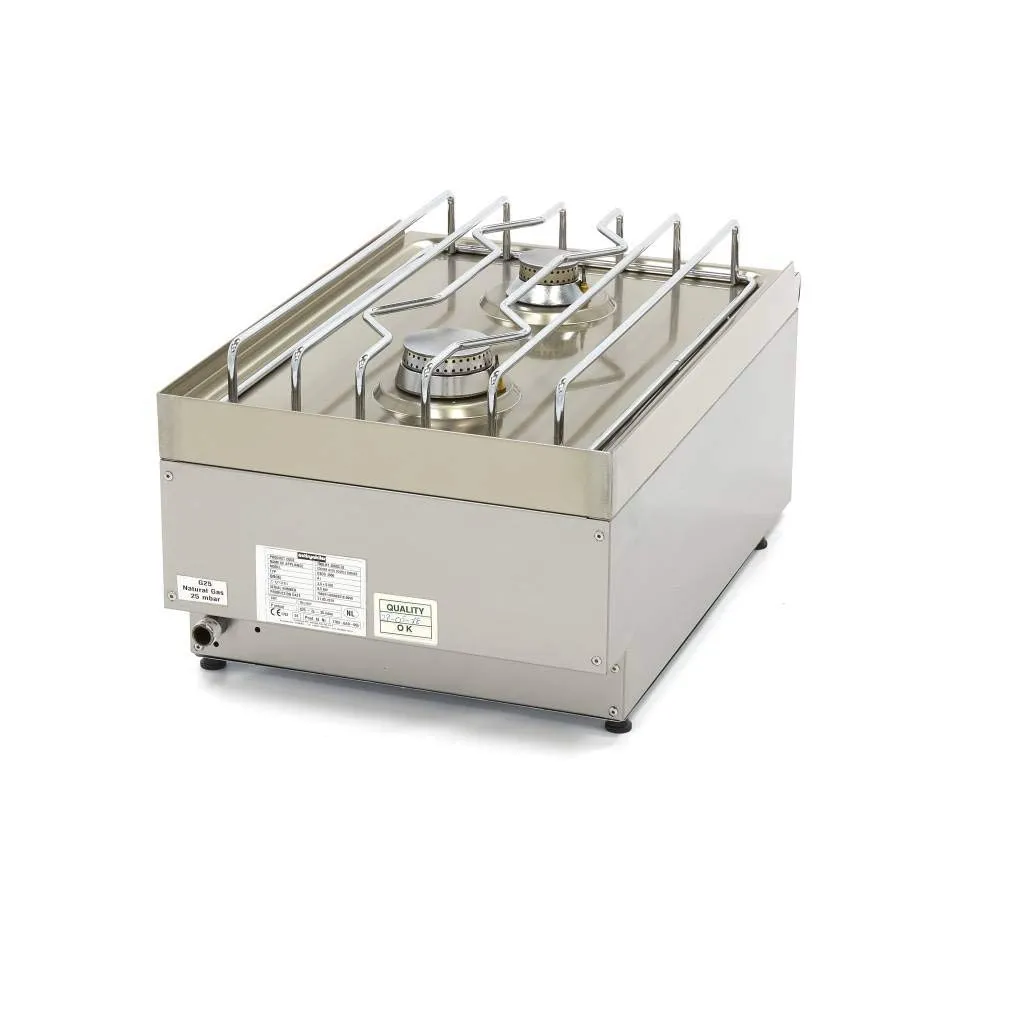 Maxima fornello gas 2 fuochi 40x60 cm 8,5 kW cromati