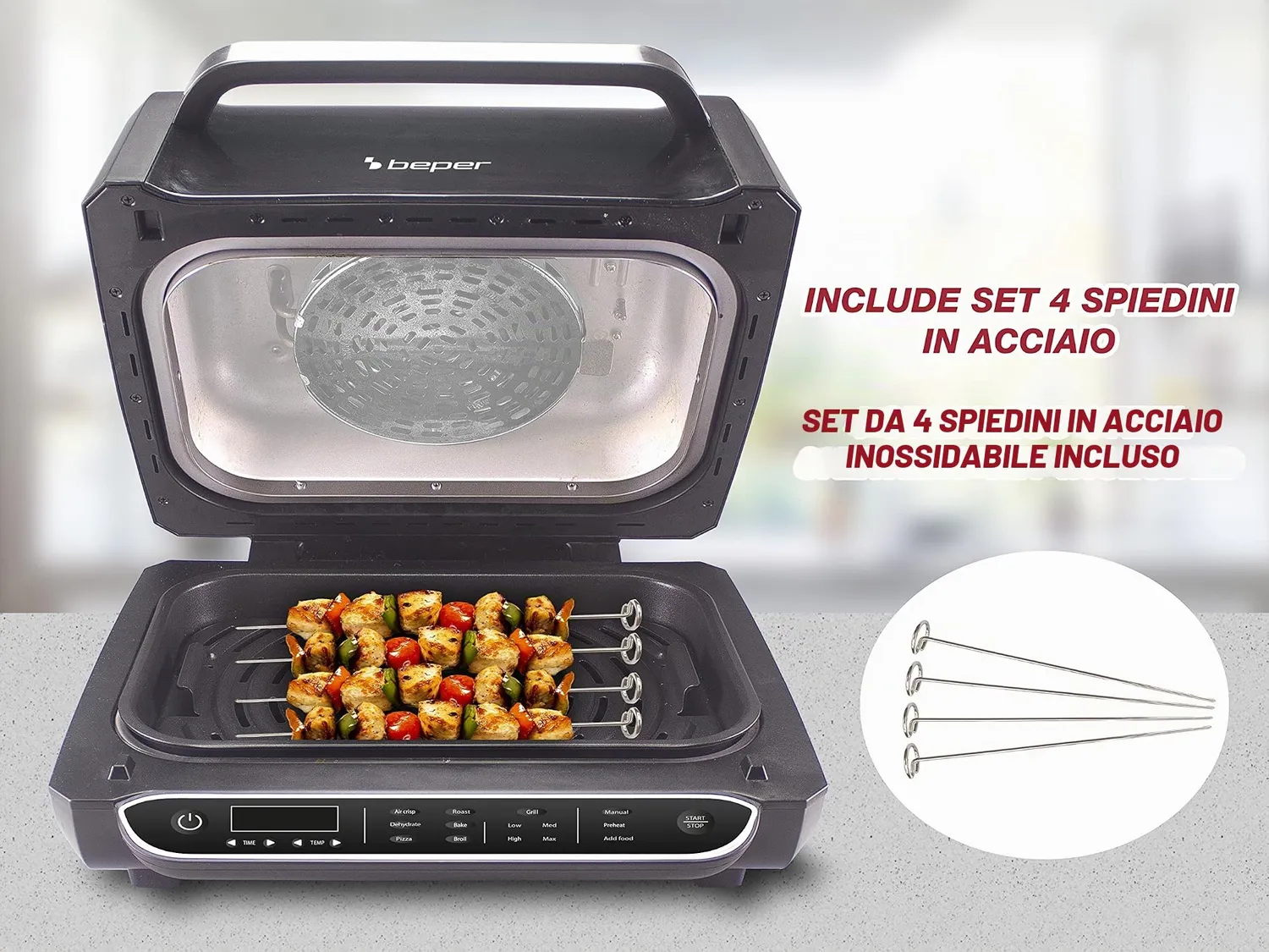 Beper P101FRI080 Cucinotto Friggitrice ad Aria 8 Programmi Multifunzione