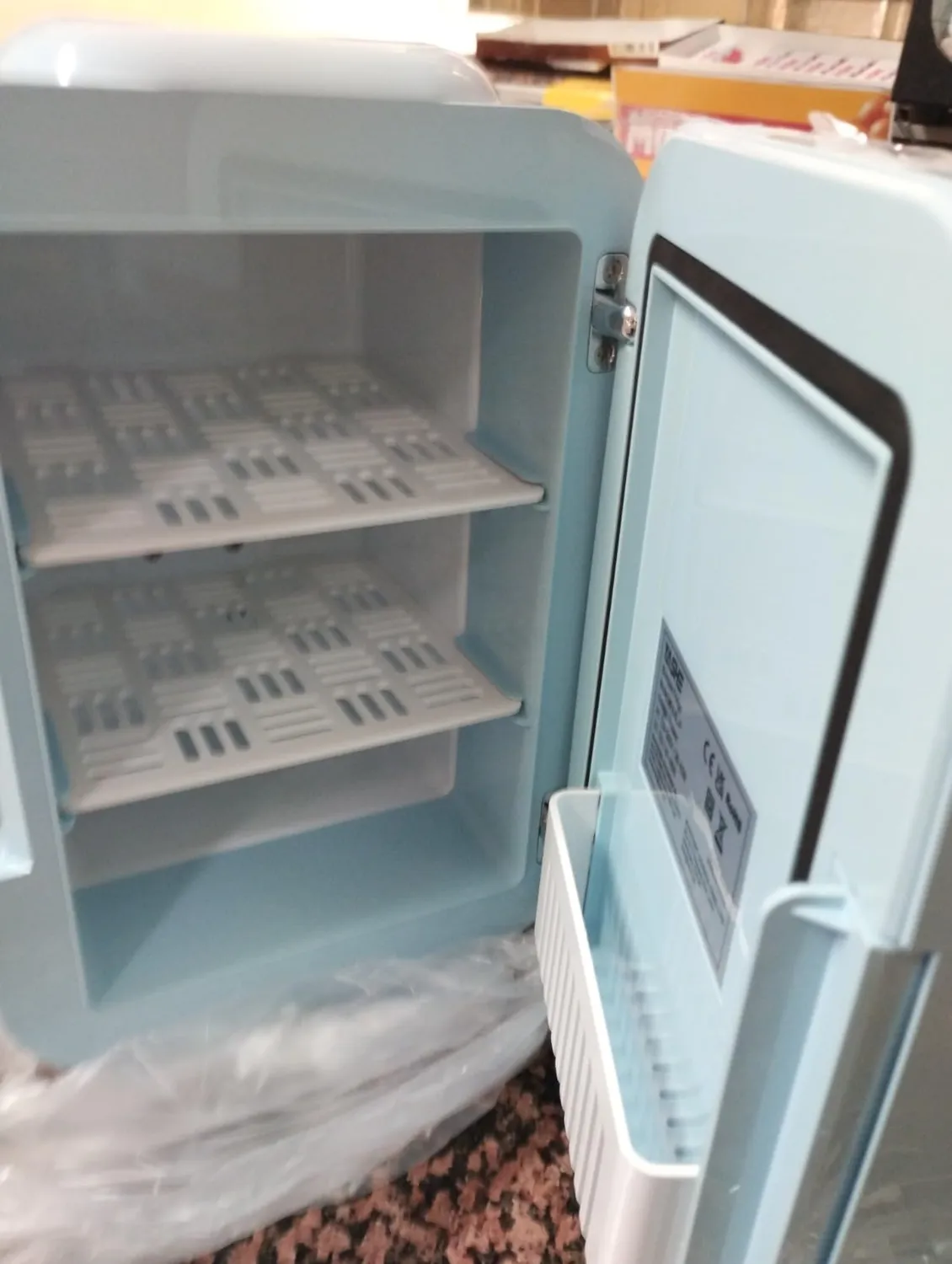 YASHE Mini Frigo 4L Rosa Specchio LED Freddo Caldo