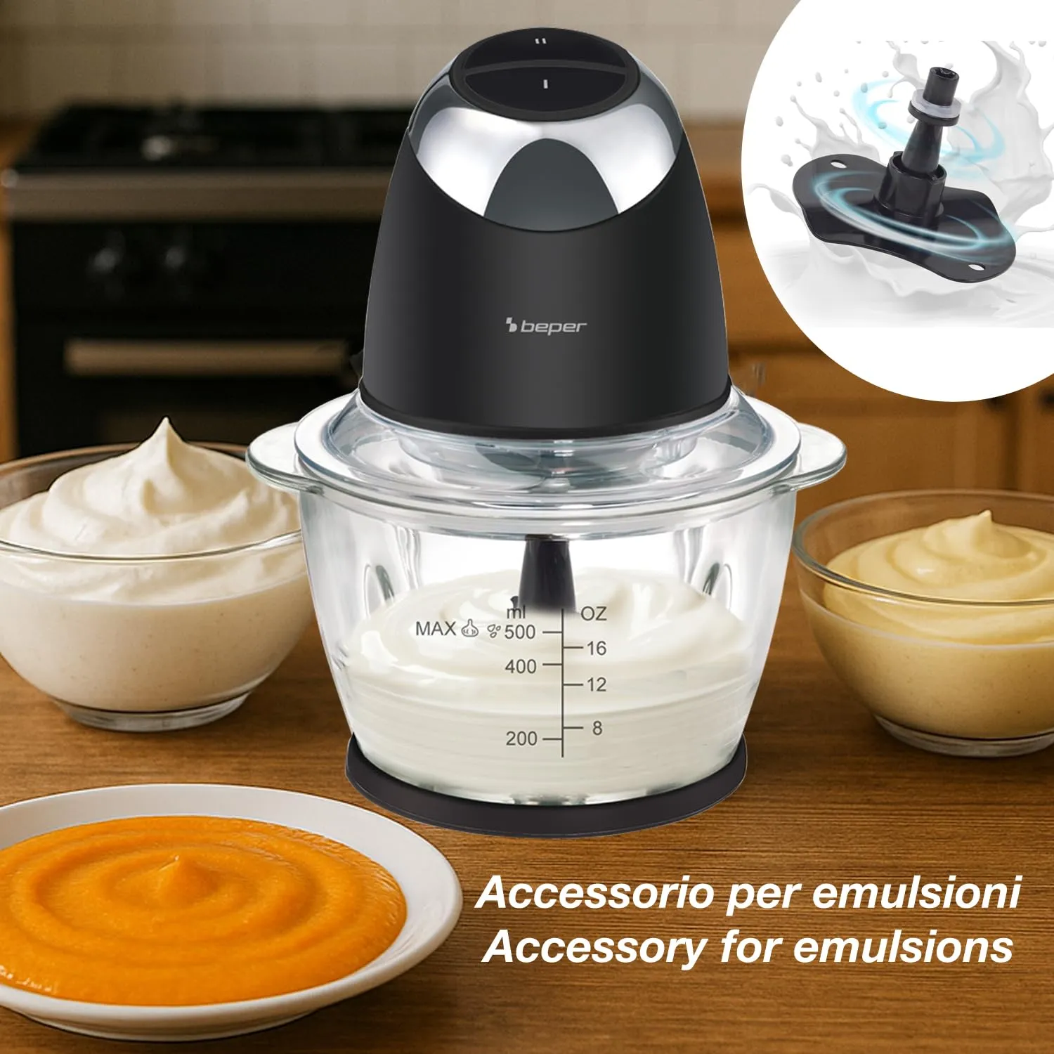 Beper Chop&Whip P102ROB003 Tritatutto Vetro 500 ml 2 Velocità