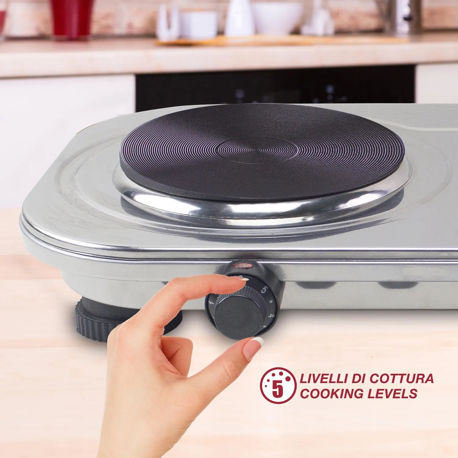 Beper P101PIA200 fornello elettrico doppio 2500W ghisa