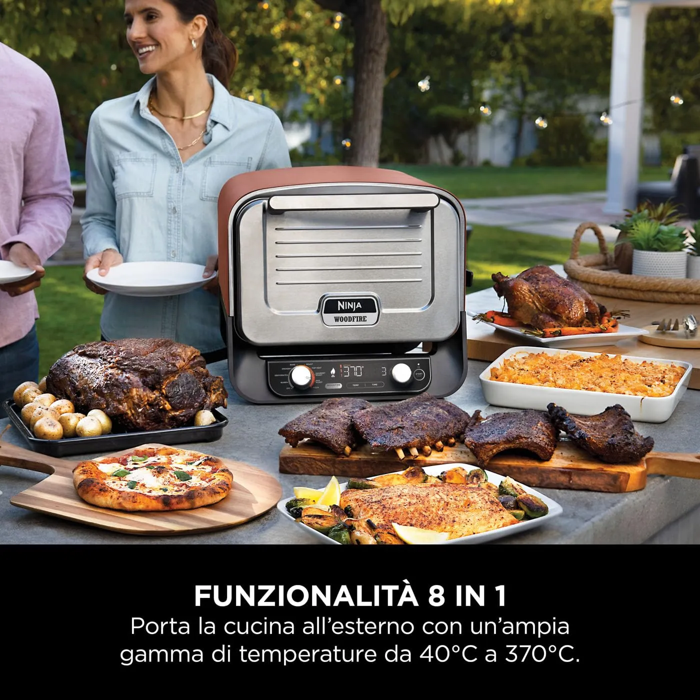 Ninja Woodfire OO101EU Forno Pizza Esterno 8-in-1 rosso