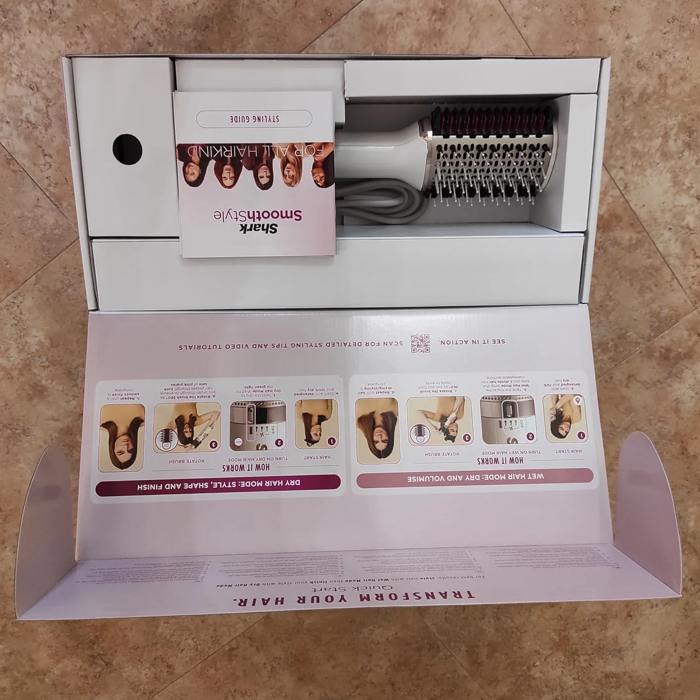 Shark SmoothStyle HT212EU Spazzola ad Aria Calda Bianca