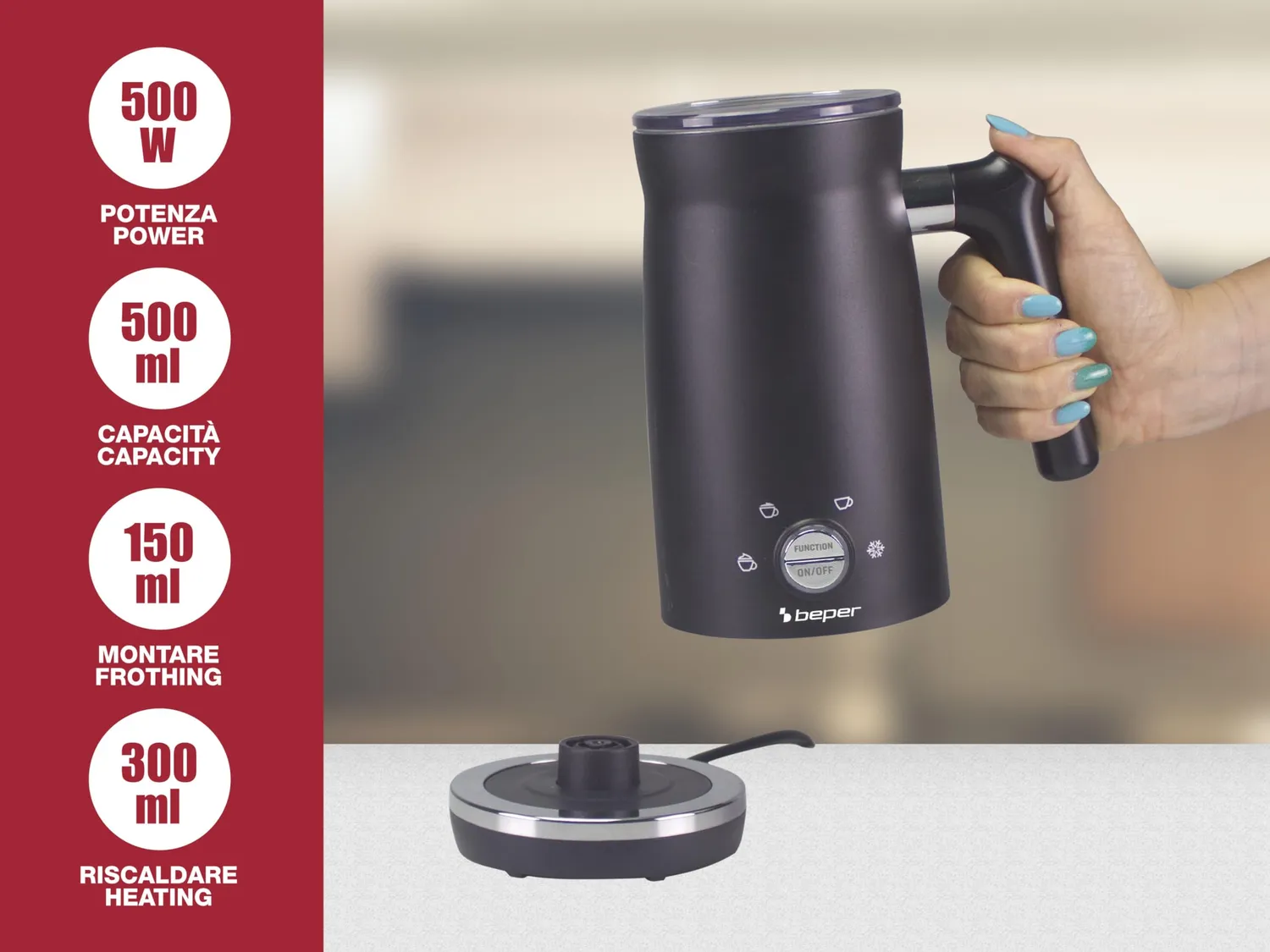 Beper P101CAF001 montalatte automatico 500ml nero