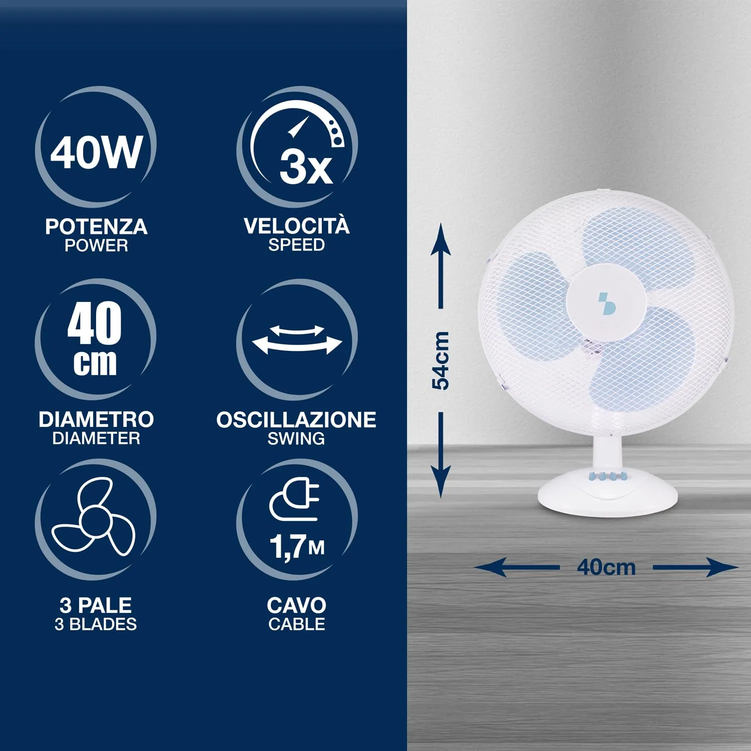 Beper P206VEN241 Ventilatore da Tavolo 40 cm 40W