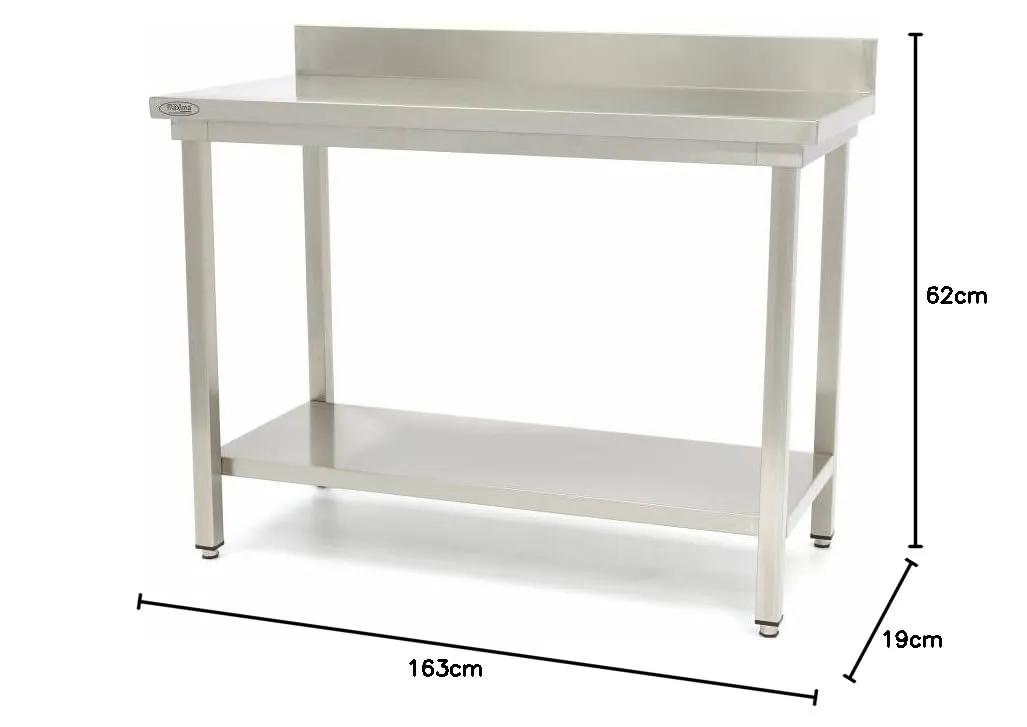 Maxima Tavolo Acciaio Inox 160x60 cm Alzatina Regolabile