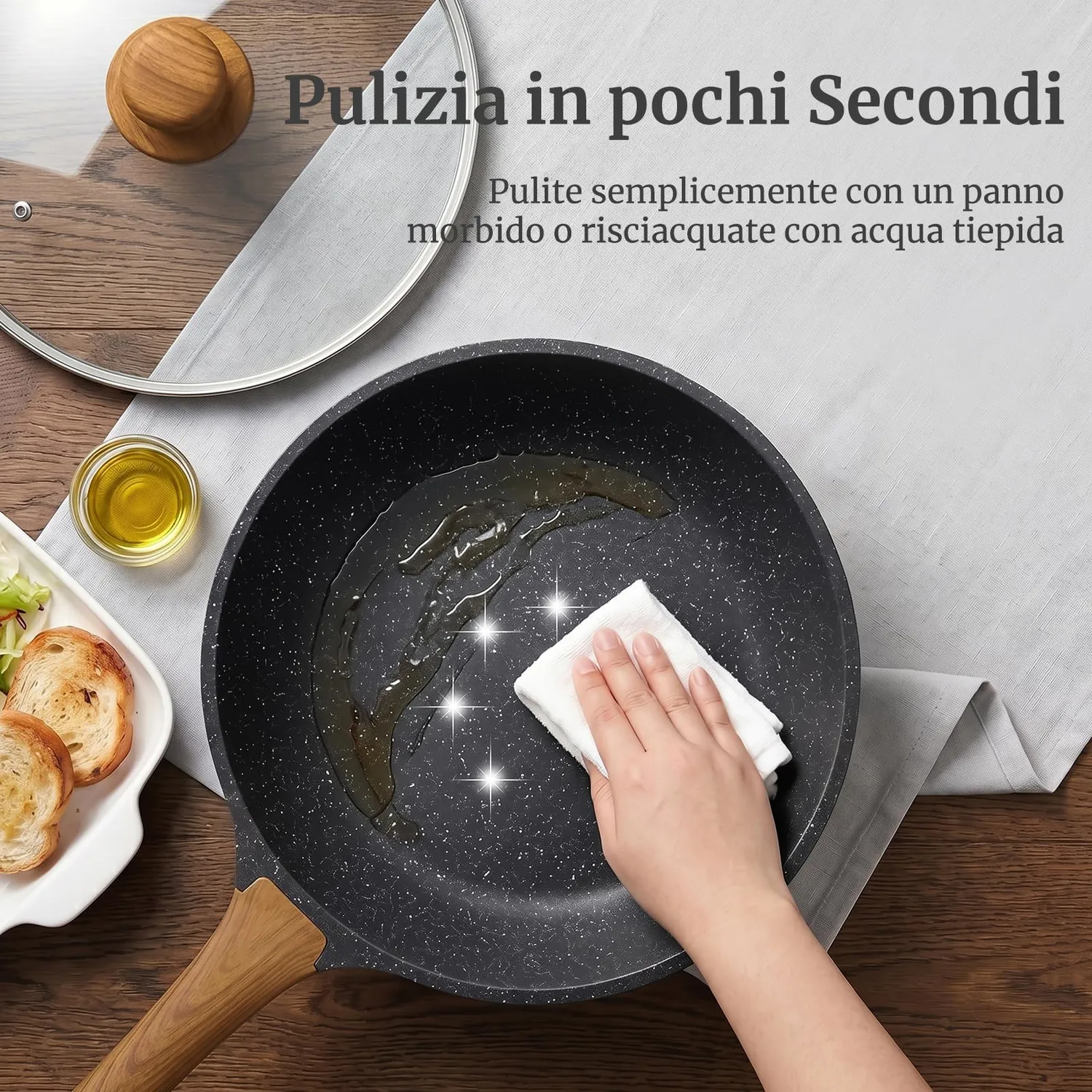 Yashe padella sautè antiaderente 26 cm 4,3L senza PTFE