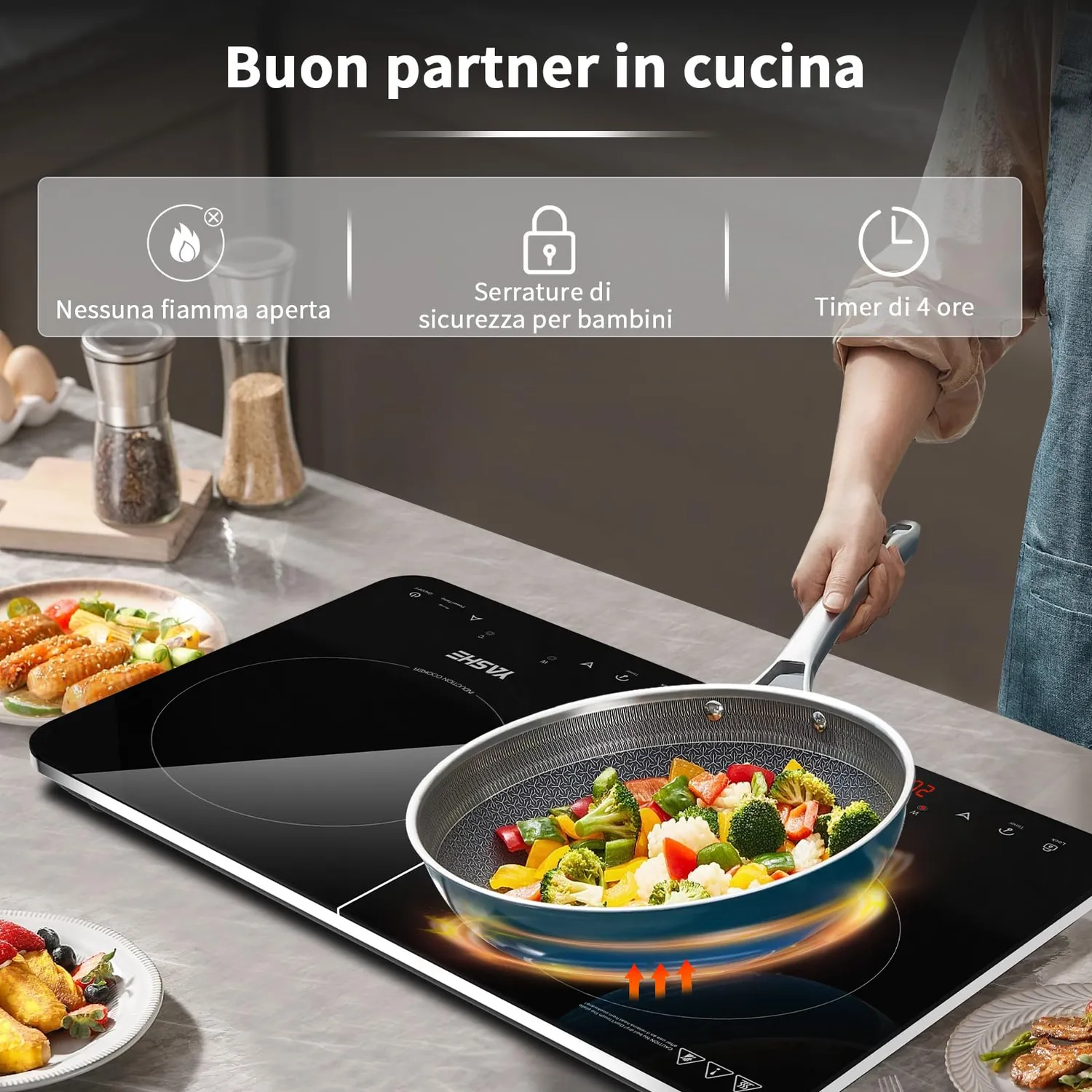 YASHE Piastra Induzione Doppia 3500W 2 Fuochi Touch