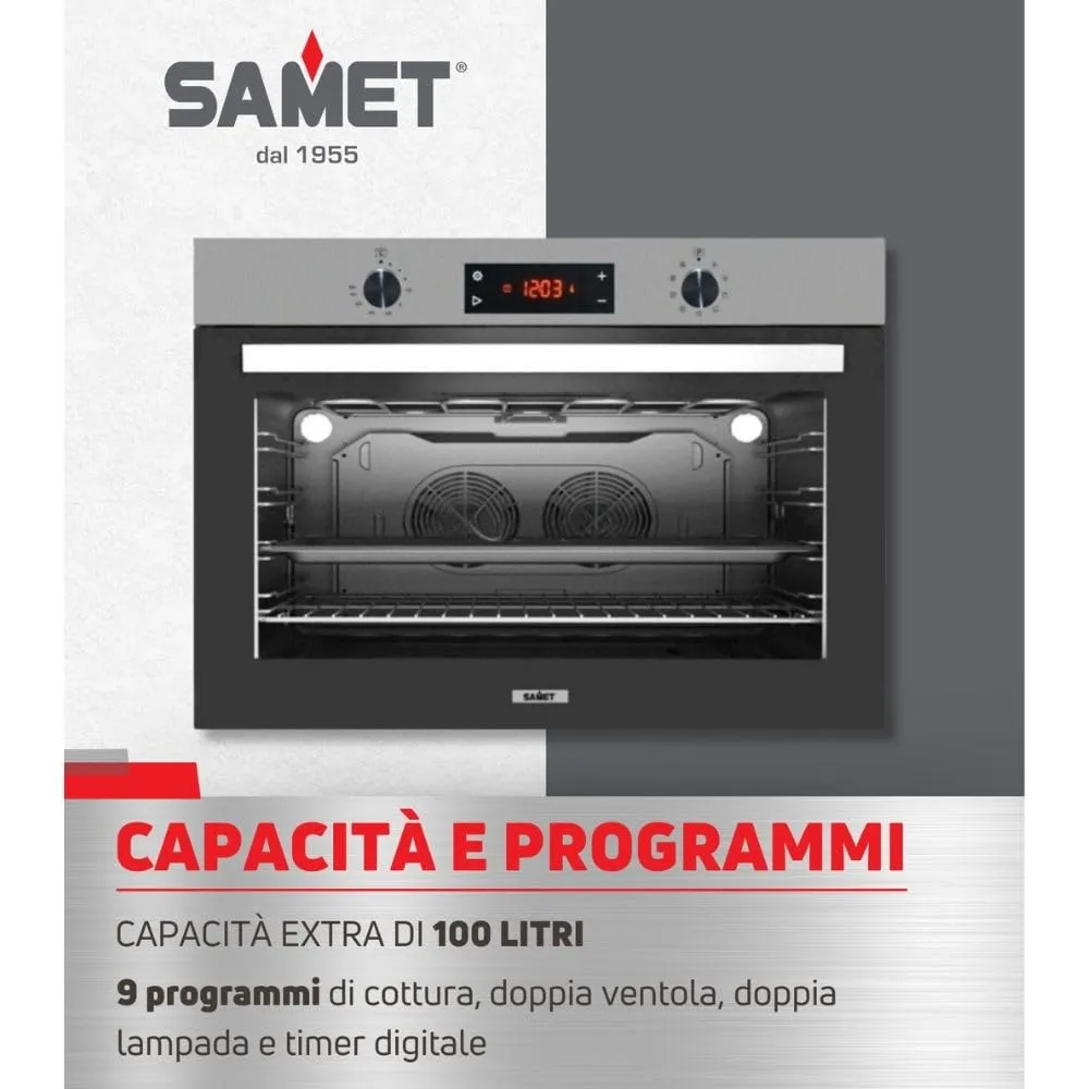 Samet Apollo forno da incasso 90 cm 100 litri inox