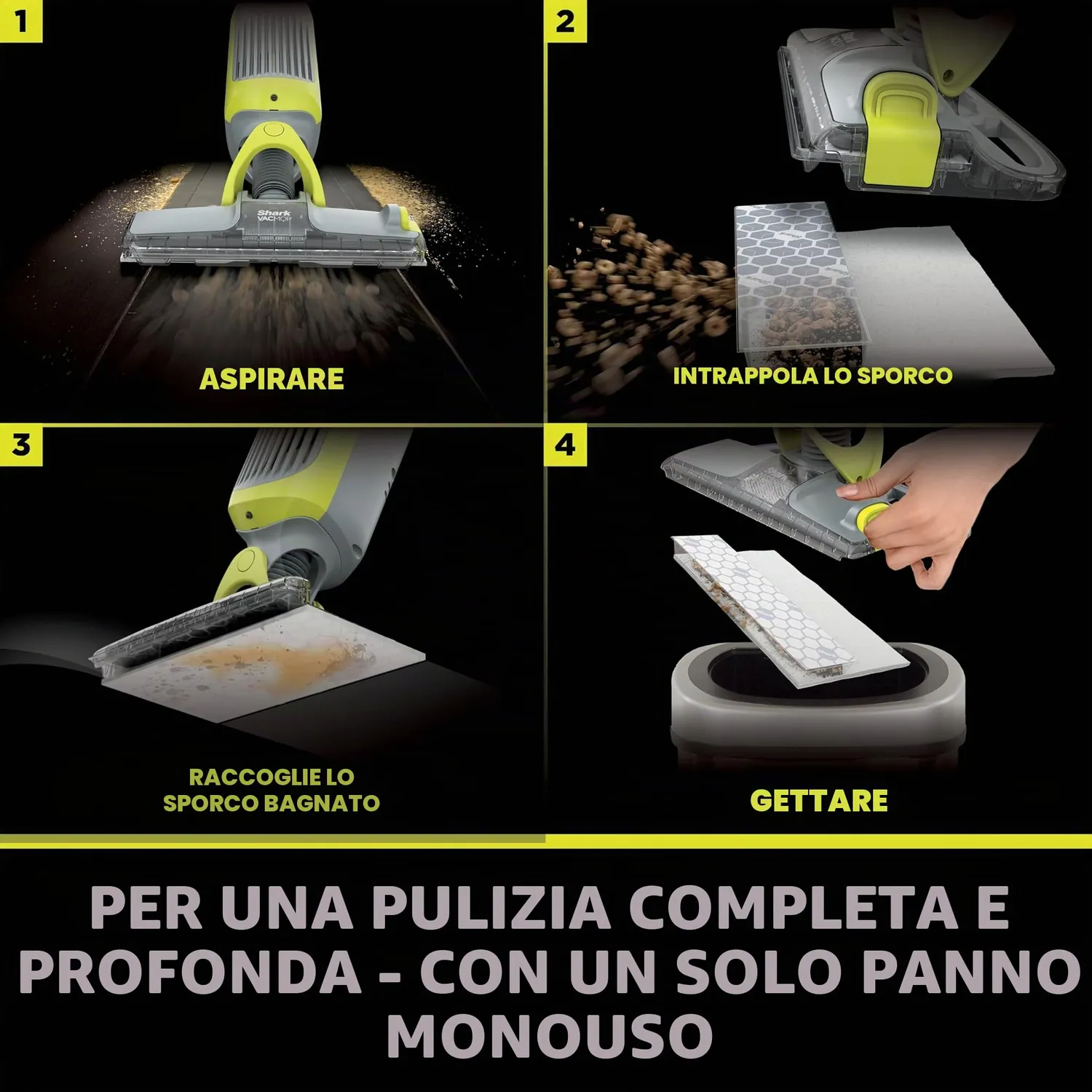 Shark VacMop 2 in 1 Lavapavimenti Senza Filo Leggero