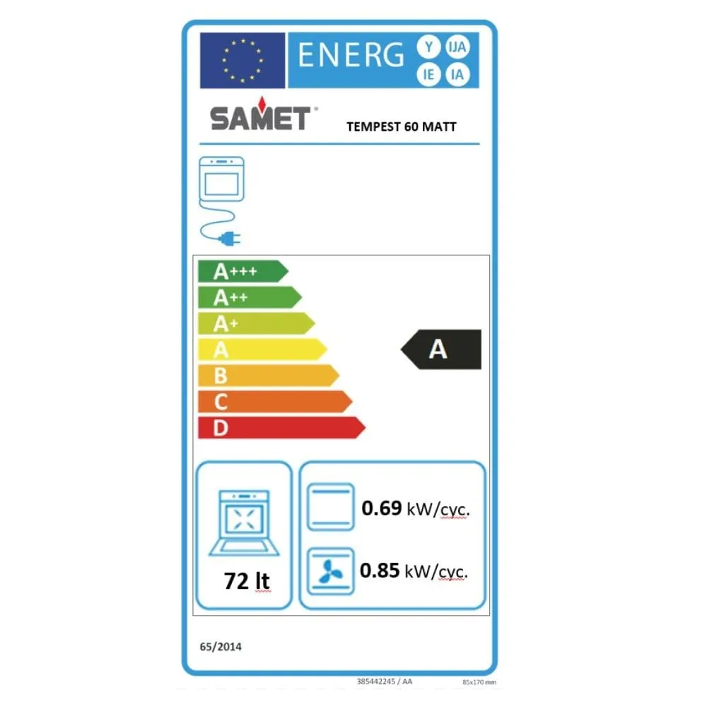 Samet Tempest forno elettrico nero opaco multifunzione classe A