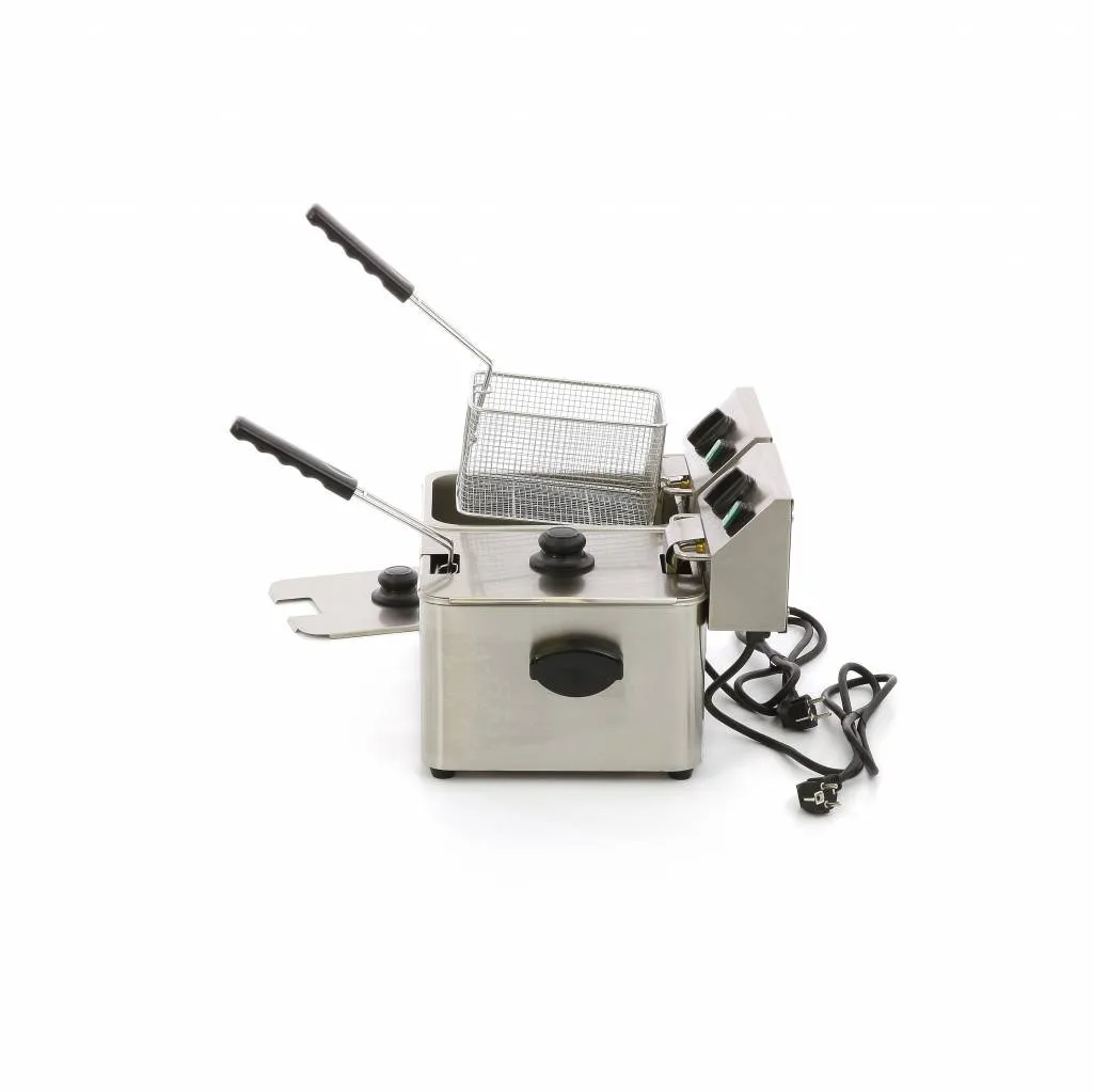 Maxima friggitrice doppia 2x4L 2 cestelli acciaio inox