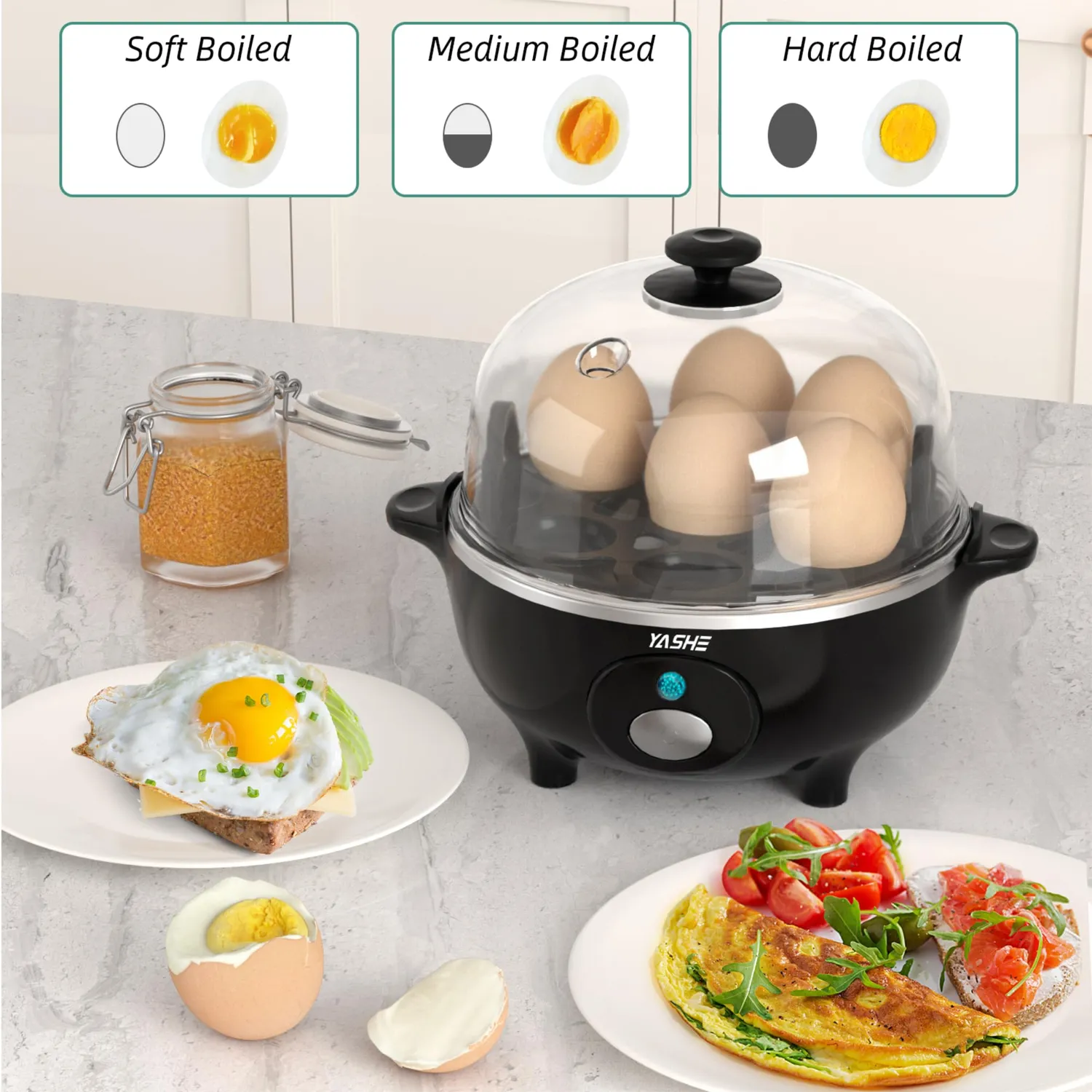 YASHE Cuociuova Elettrico 360W 7 Uova BPA Free