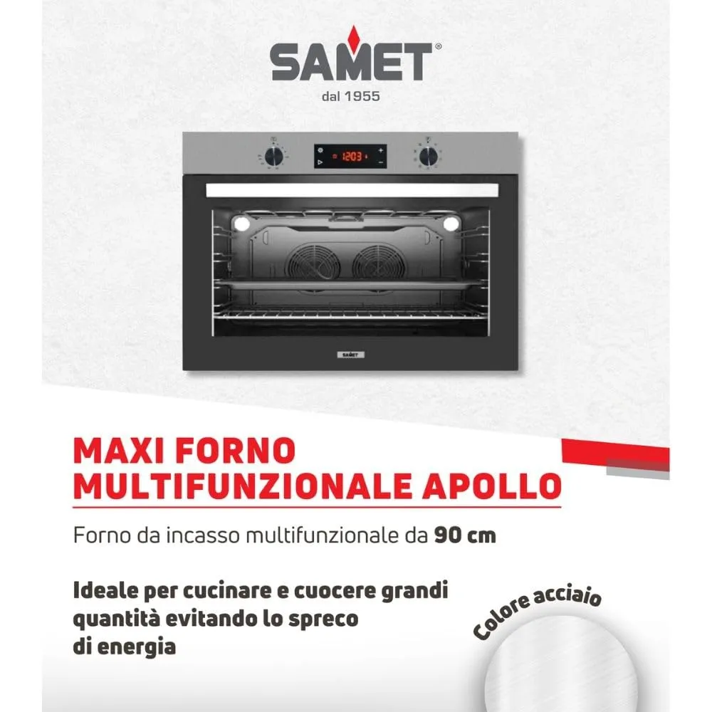 Samet Apollo forno da incasso 90 cm 100 litri inox