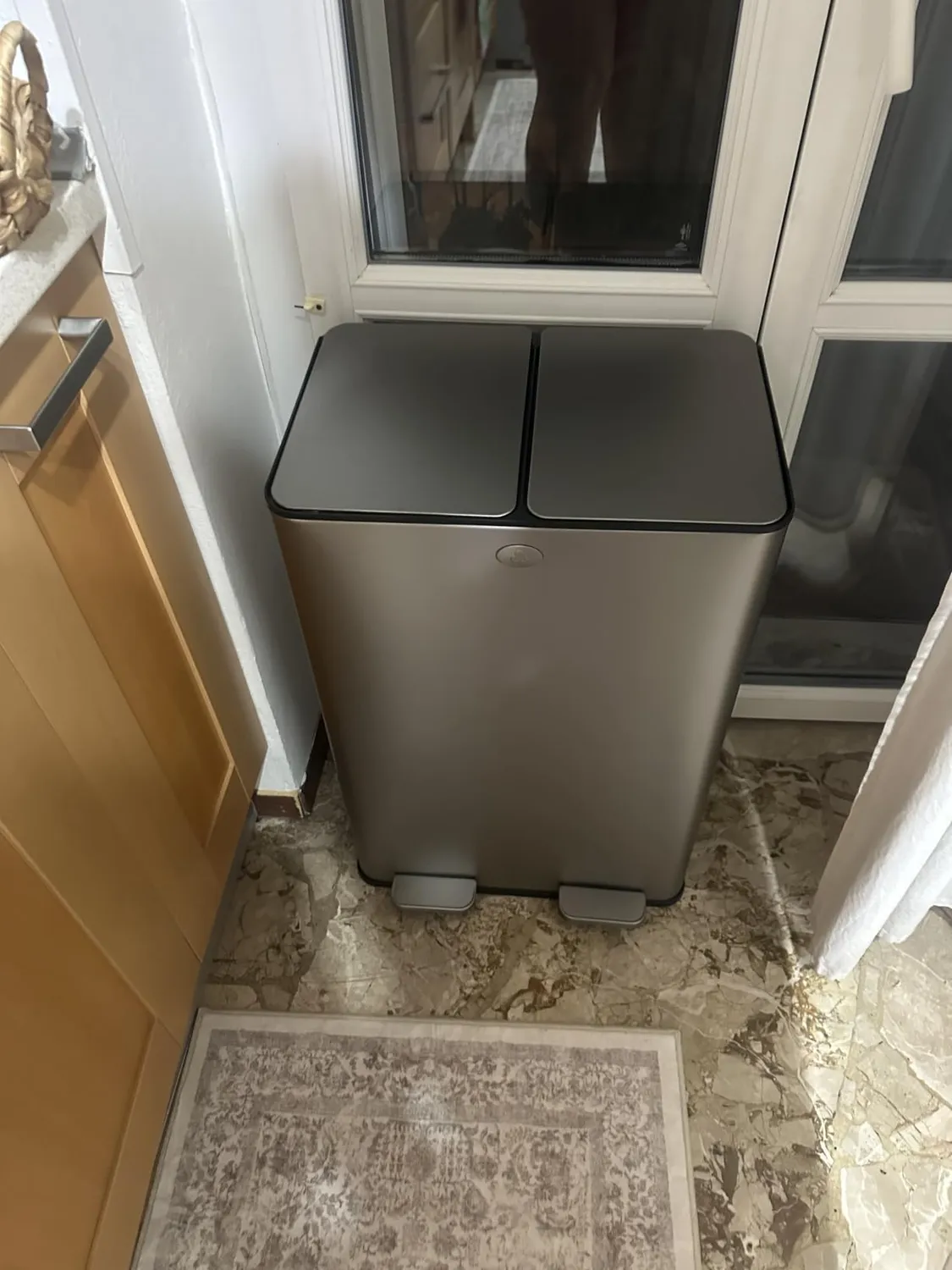 YASHE Pattumiera Doppia 2x20L Pedale Soft-Close Inox
