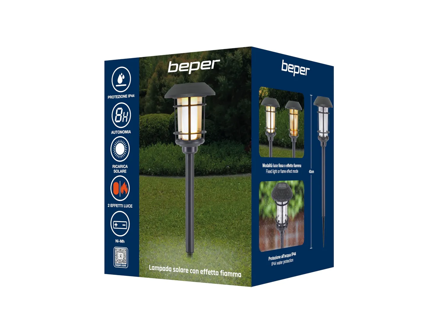 Beper P207ILO100 Lampada Solare Effetto Fiamma 43 cm IP44 Picchetto