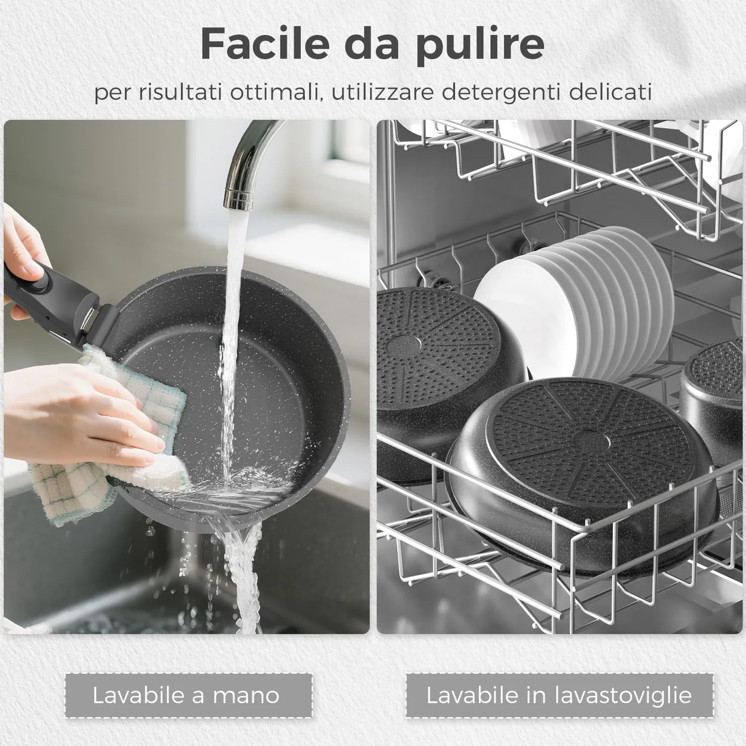 YASHE Batteria Pentole Induzione 15 Pezzi senza PTFE Forno