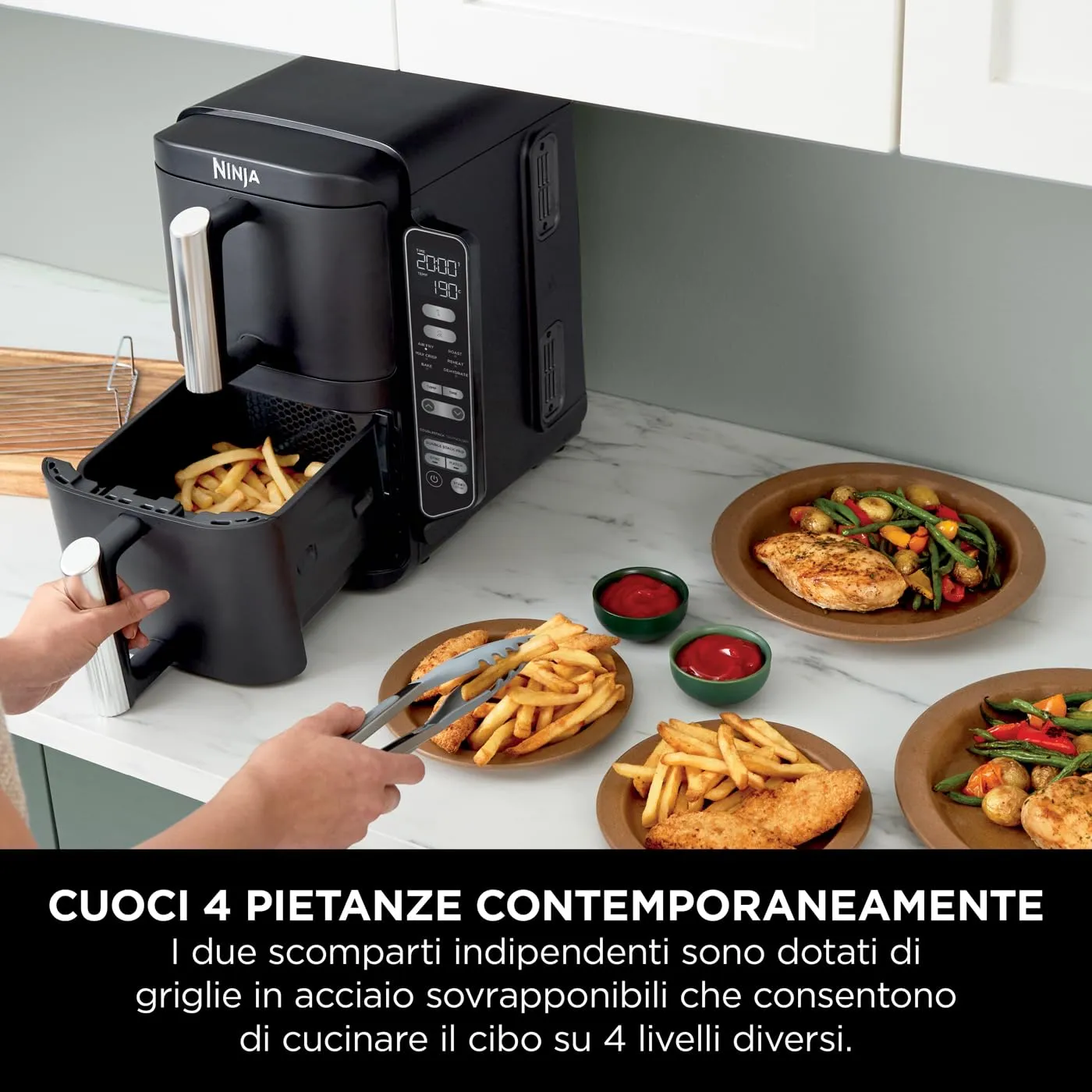 Ninja Double Stack Friggitrice Aria 7,6L Nera 6 Funzioni