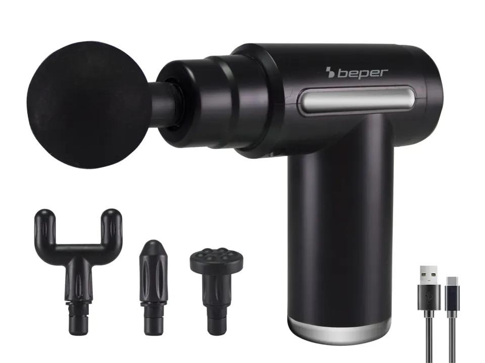 Beper P302MAS002 Massaggiatore a Percussione 30W Nero 4 Testine