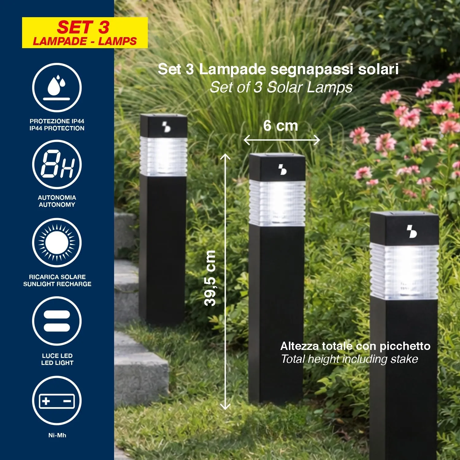 Beper P207ILO030 lampade solari da giardino 3pz IP44