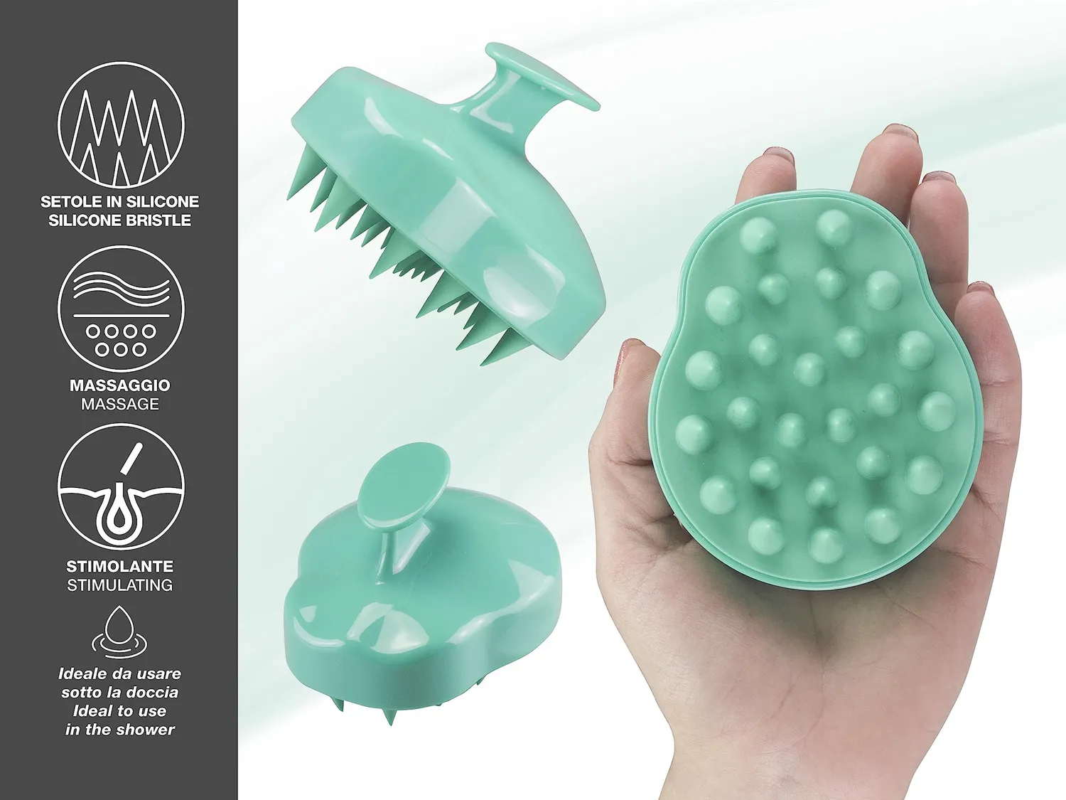 Beper C301ABE002 spazzola massaggiatore cuoio capelluto silicone