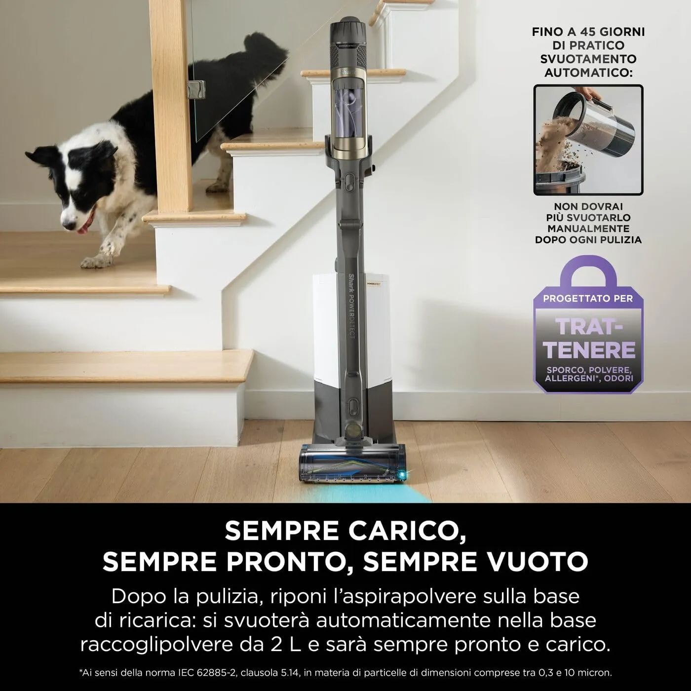 Shark PowerDetect Clean&Empty aspirapolvere senza filo base autosvuotante