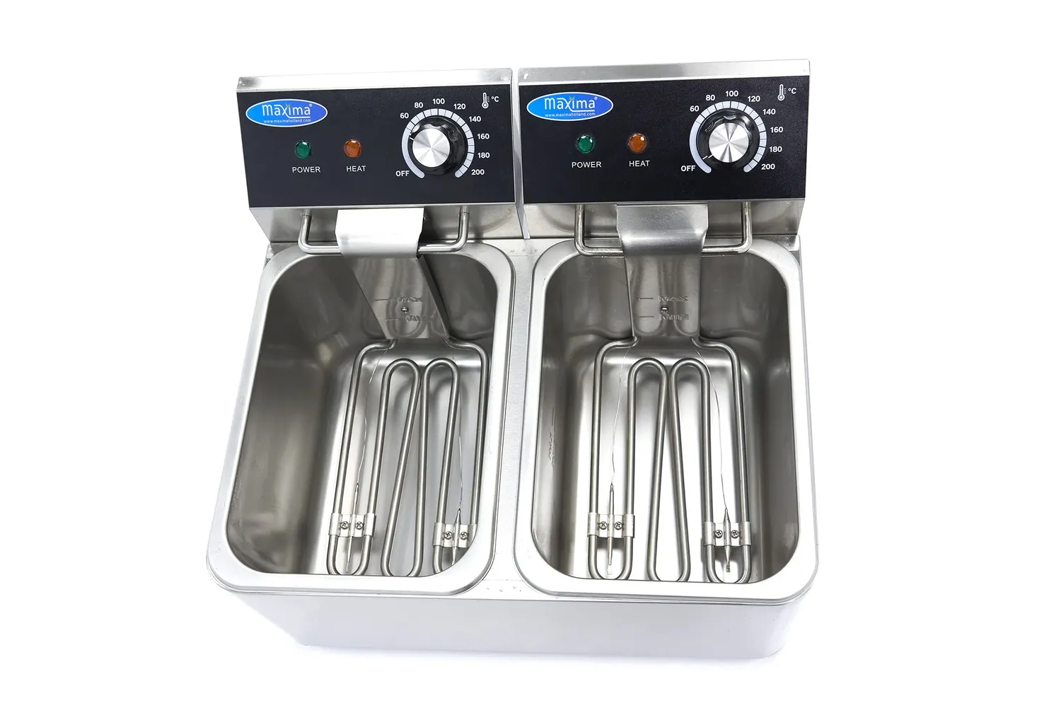 Pizza Maxima Gastro friggitrice doppia 2x4 L 2 cesti termostato
