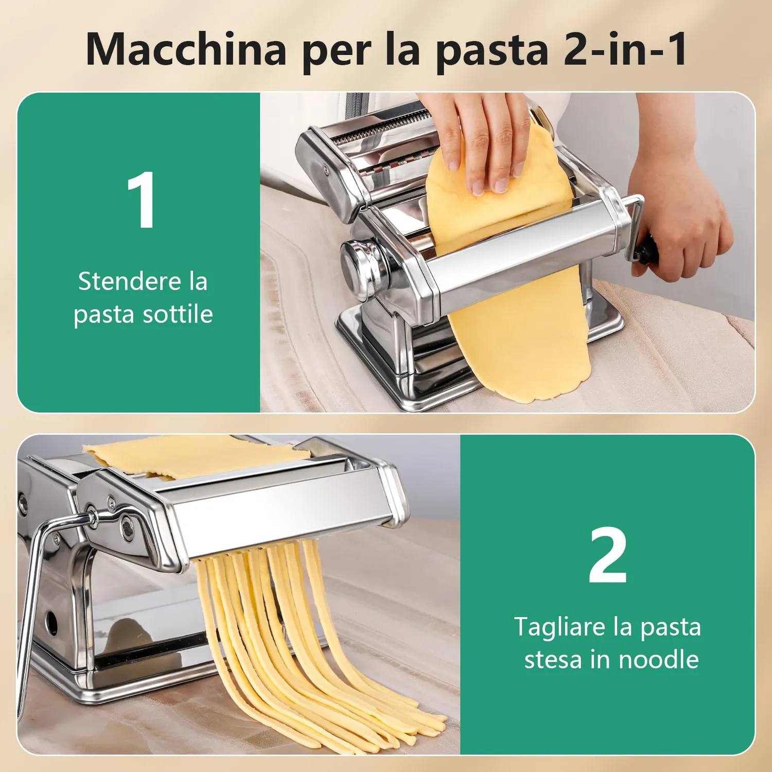 Yashe QF-150 macchina pasta manuale acciaio inox 7 spessori