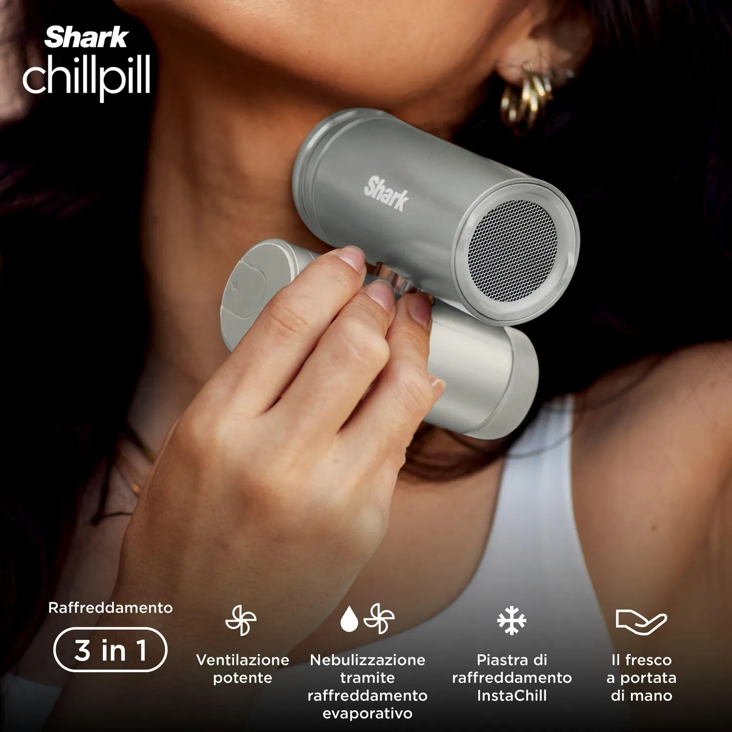 Shark ChillPill FA021EU Ventilatore Bianco Nebulizzazione 3in1