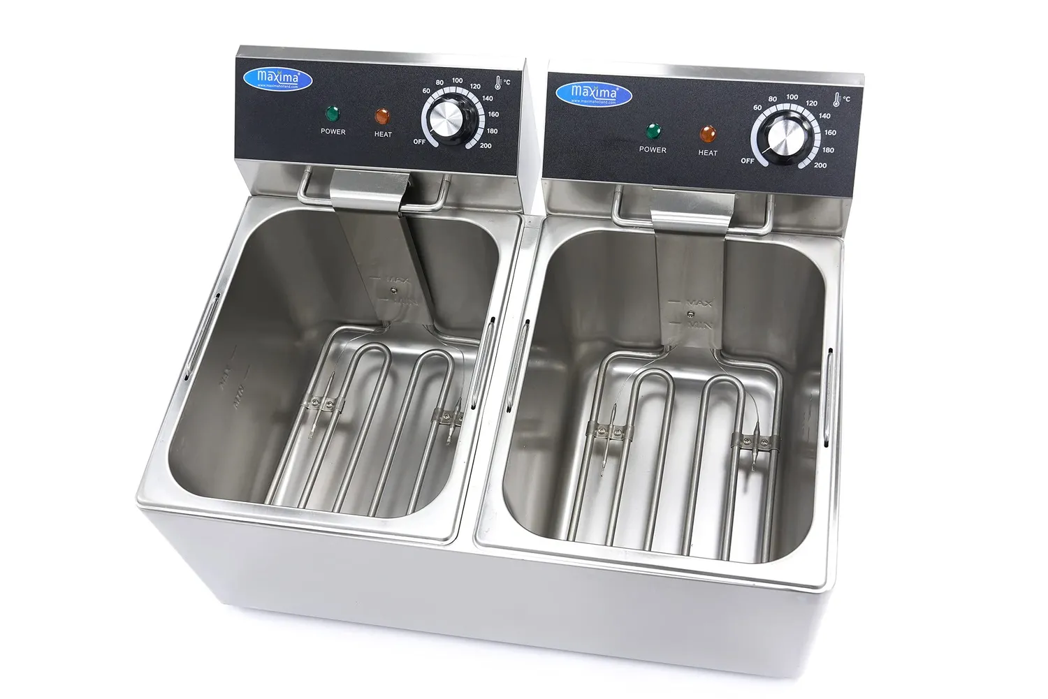 Maxima friggitrice doppia 2x8 L 2 cestini professionale 2,8 kg
