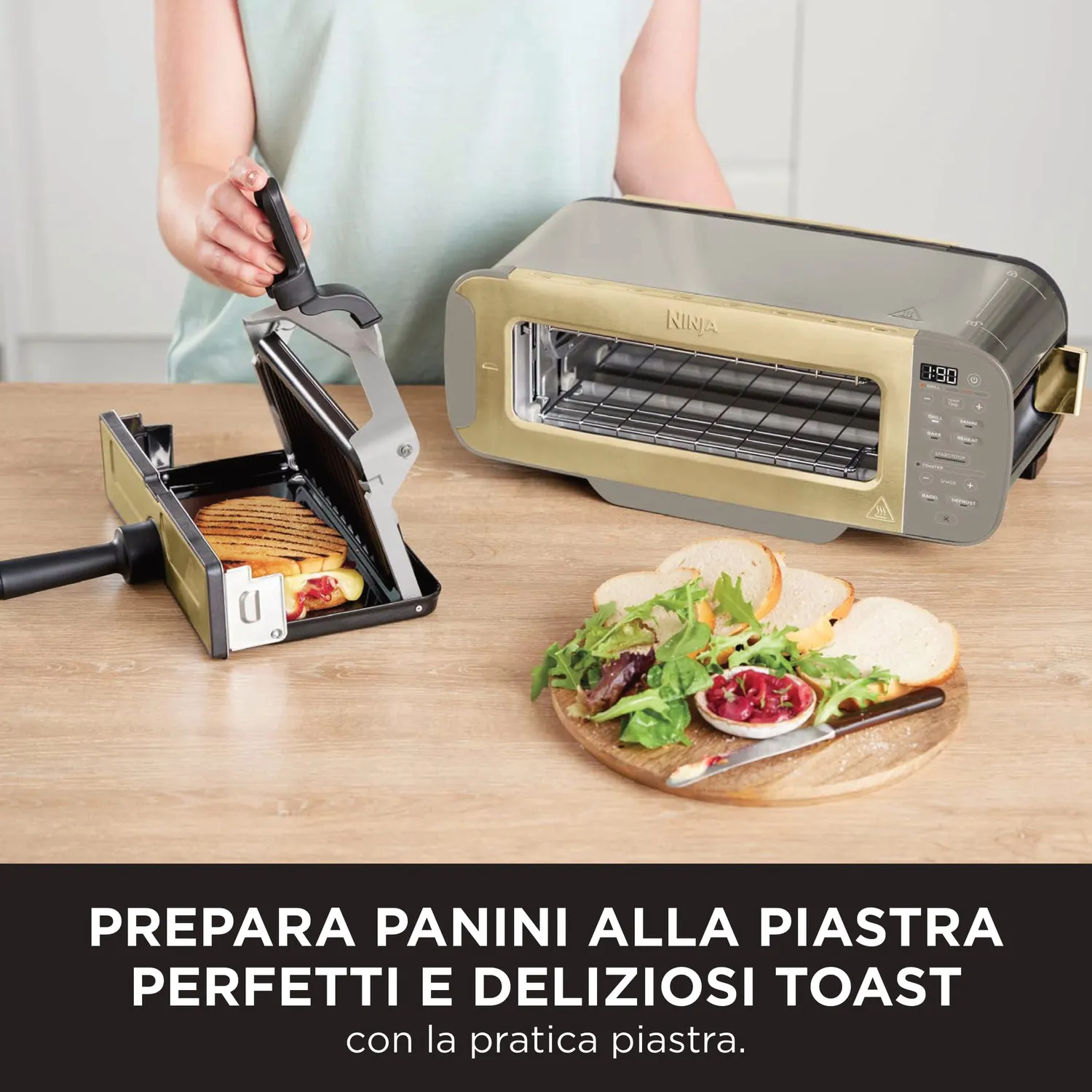 Ninja Foodi ST202EUSTGD Tostapane Grill 3 in 1 Pietra Oro