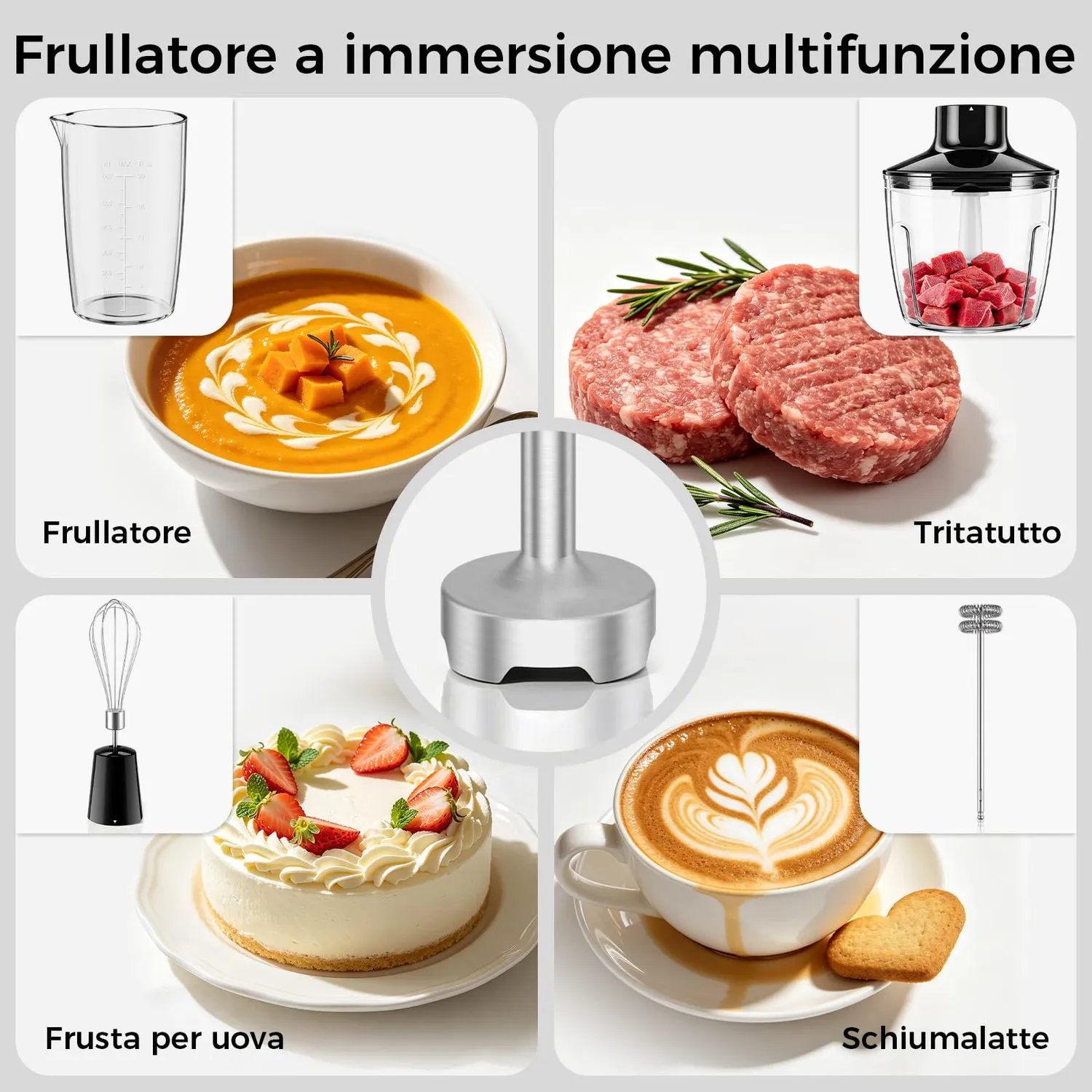 Yashe 1000W frullatore a immersione 5 in 1 con turbo