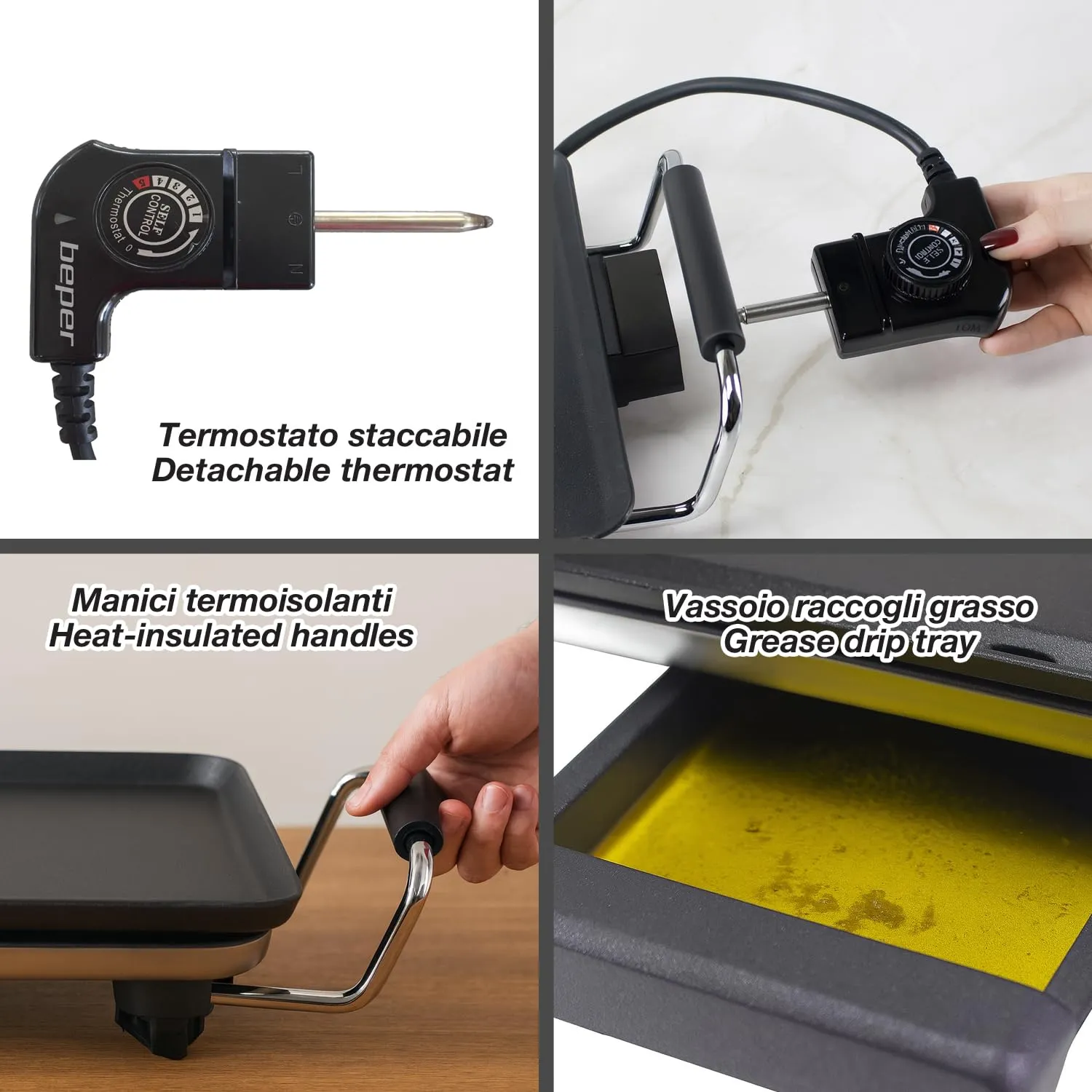 Beper P101BBQ070 piastra teppanyaki elettrica XL 70x23cm 2000W