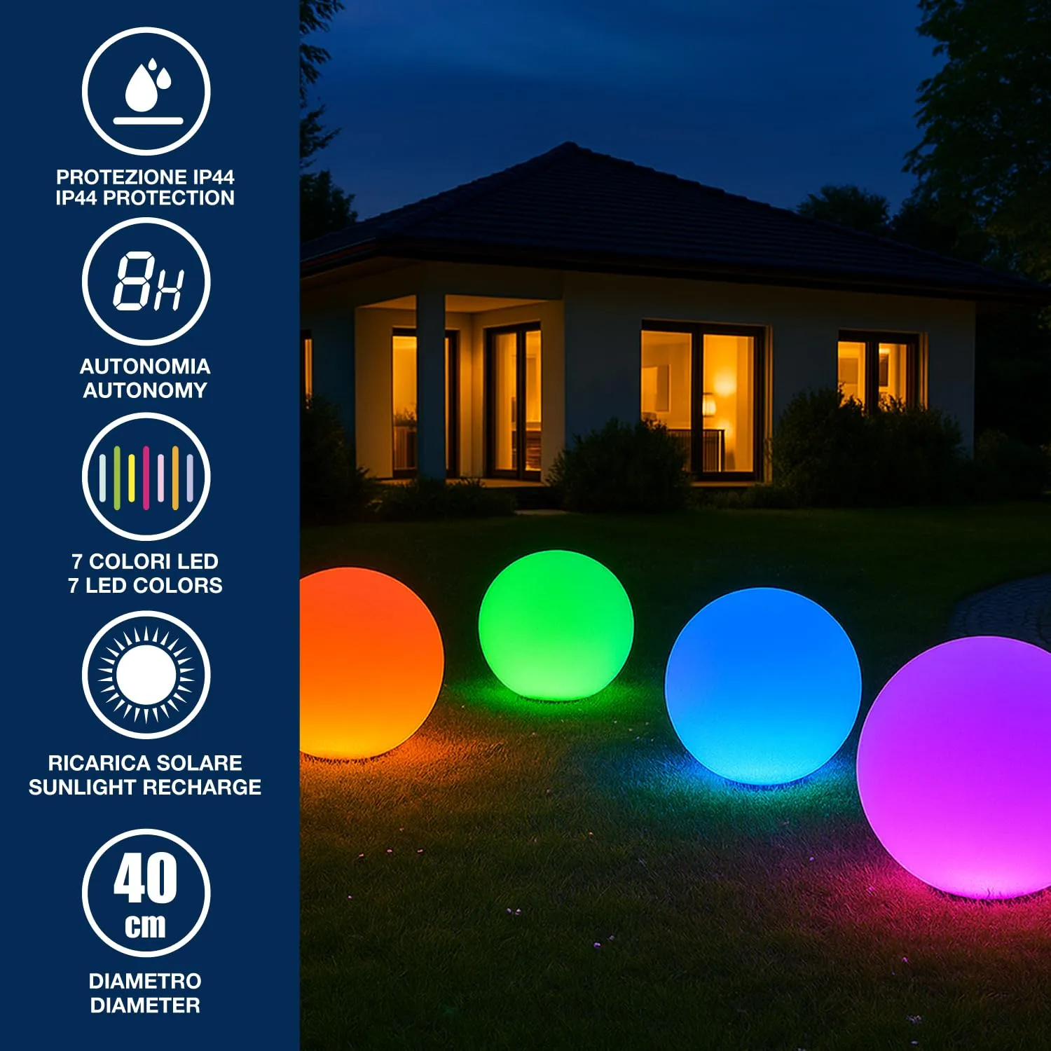 Beper P207ILO226 sfera luminosa giardino solare 40 cm RGB
