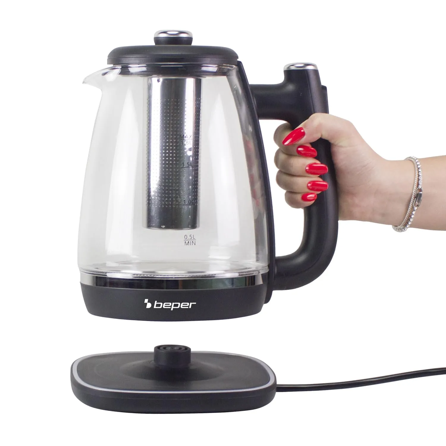 Beper P101BOL200 Bollitore Elettrico Vetro 1,8L 2200W