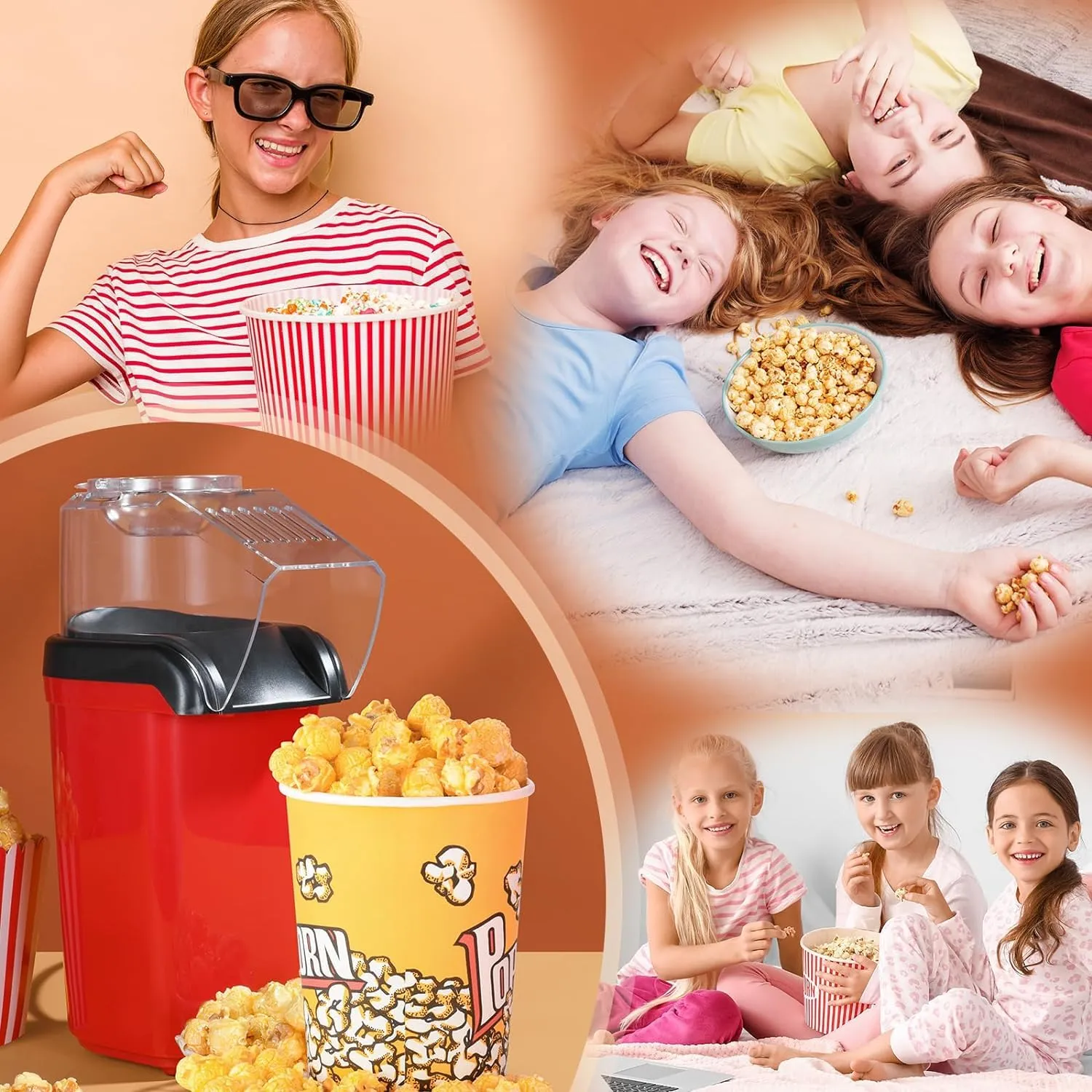 Yashe RH-927 macchina popcorn aria calda 1200W rossa