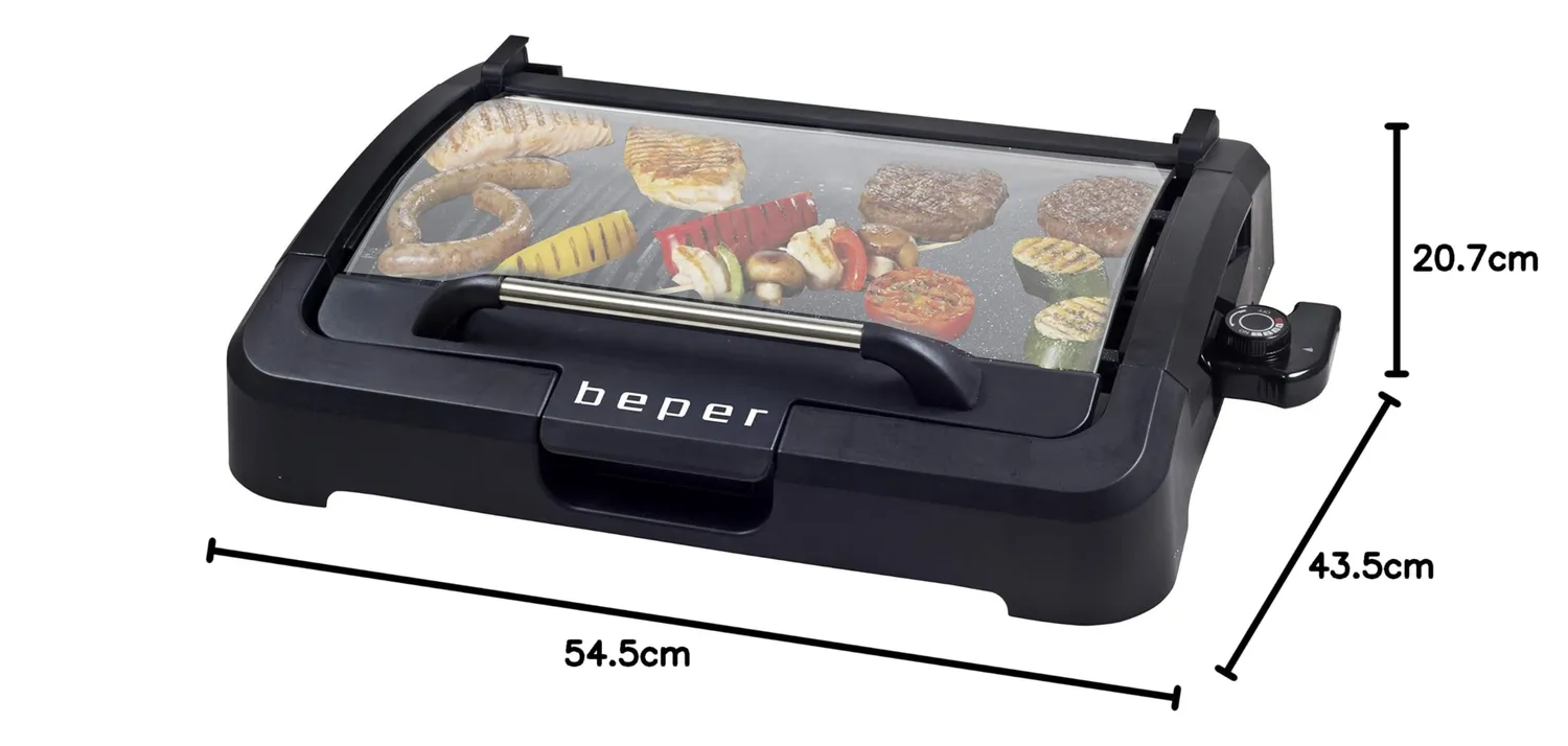 Beper 90.871 Barbecue Elettrico 2200 W con Coperchio