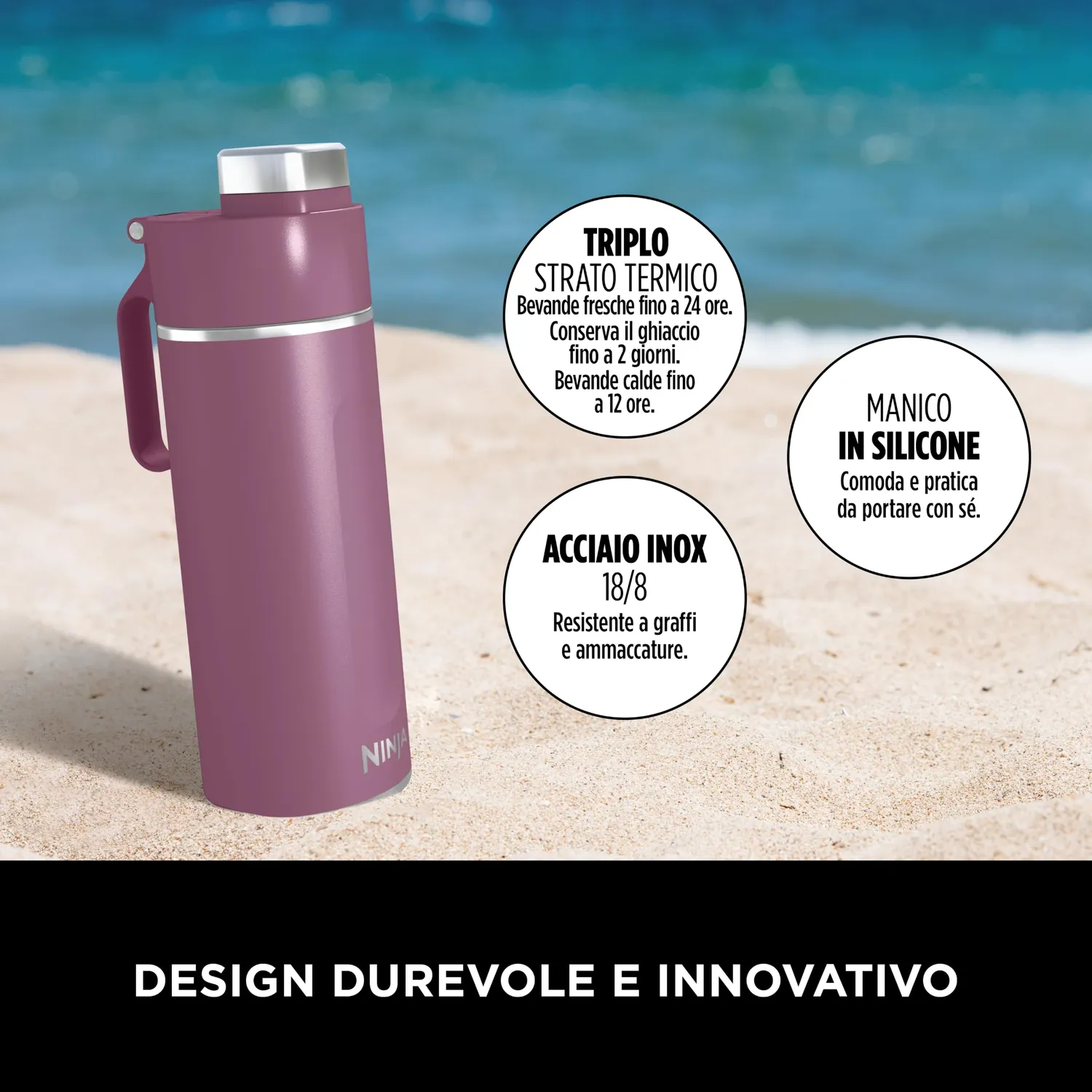 Ninja Thirsti DW2401EUUKMV borraccia termica gassate 700 ml malva