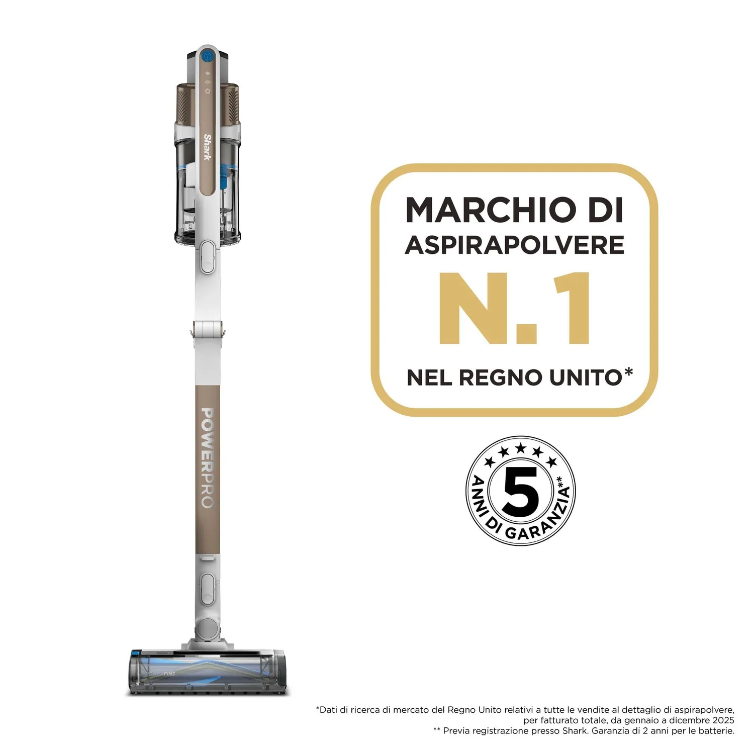 Shark PowerPro IZ382EUT aspirapolvere senza filo ottone chiaro