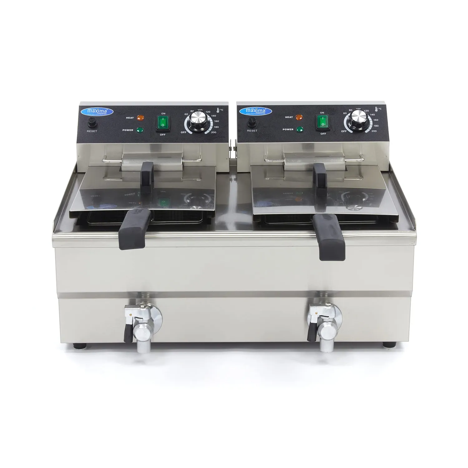 Maxima Friggitrice Elettrica 2x13L 2 Cestelli con Rubinetto
