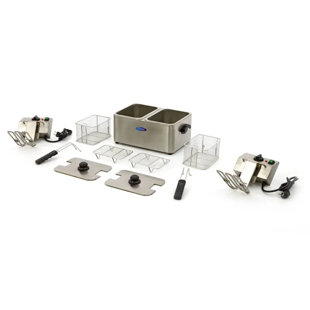 Maxima friggitrice doppia 2x4L 2 cestelli acciaio inox
